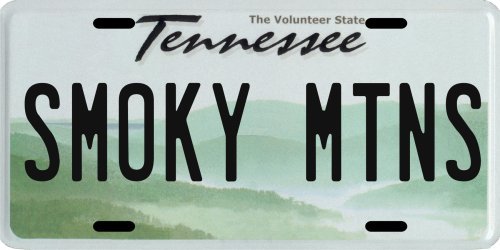 Tennessee Smoky Mountains Aluminum License Plate Tennessee Smoky Mountains Aluminum License Plate