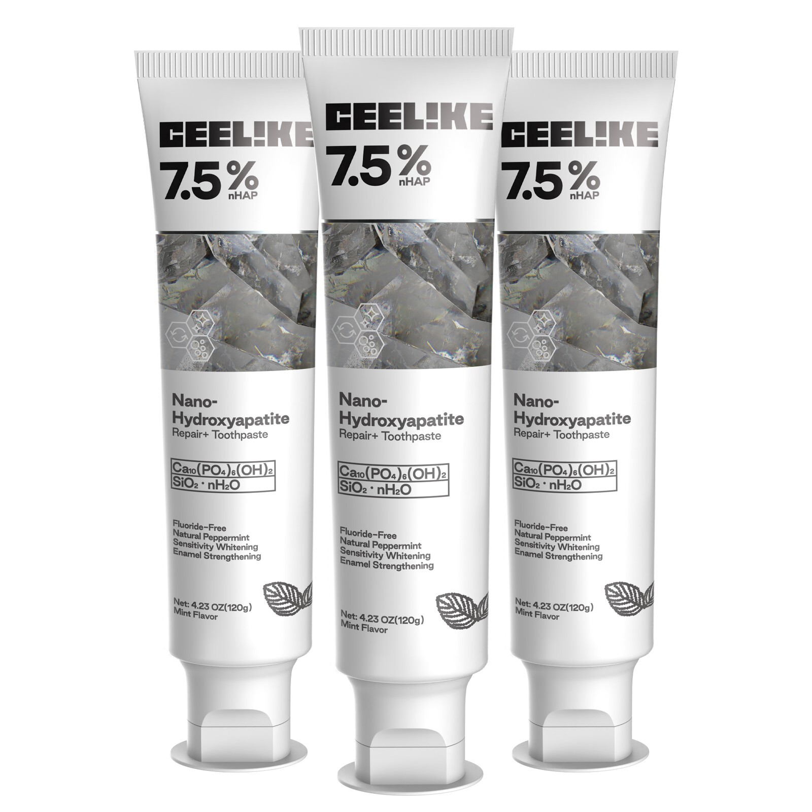 CEELIKE 7.5% Nano Hydroxyapatite Toothpaste - 3 x 4.23 oz
