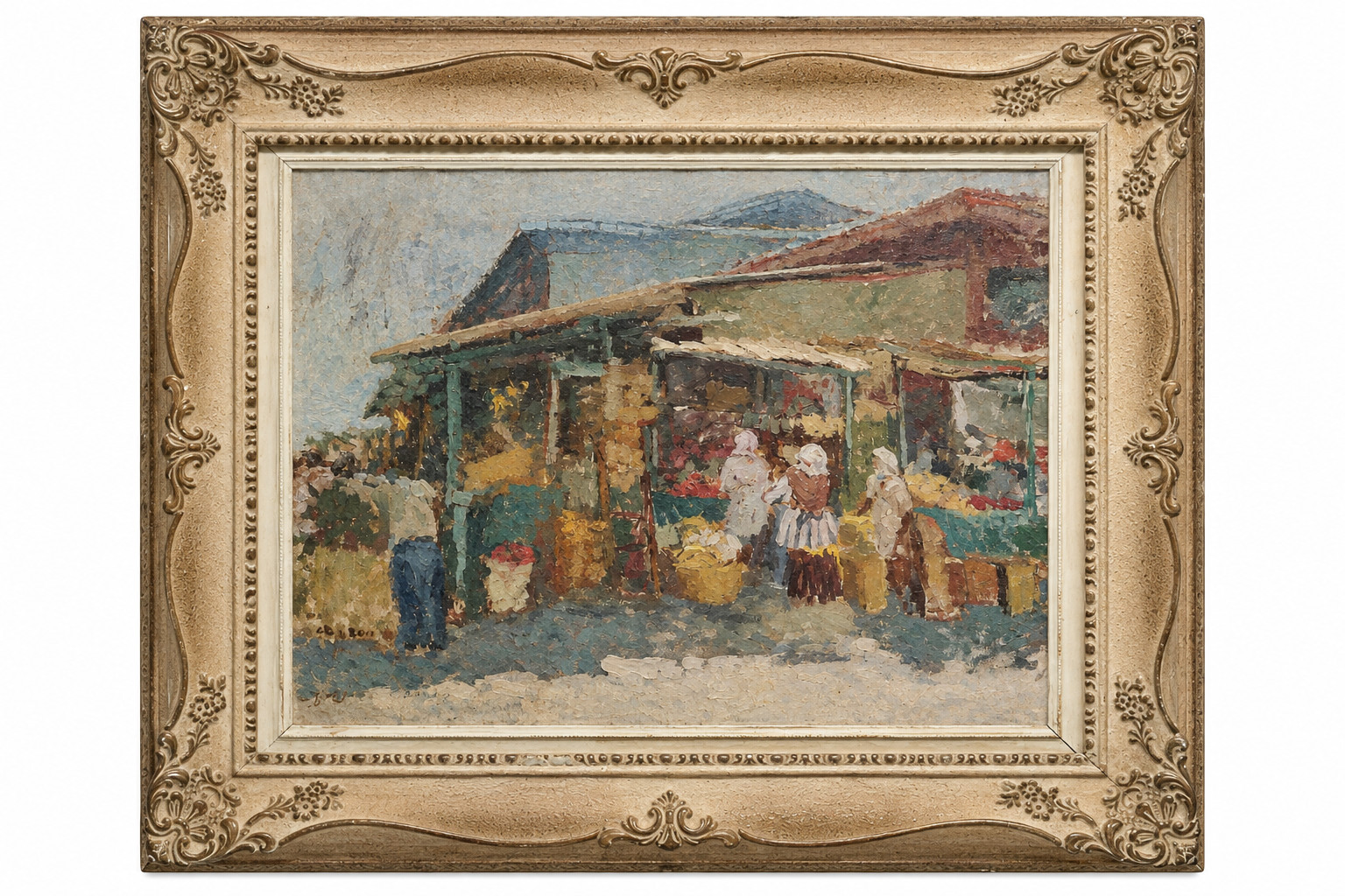 Bearing the Signature ‘E. Boudin’ | Fish Market in Rotterdam | Oil on Canvas