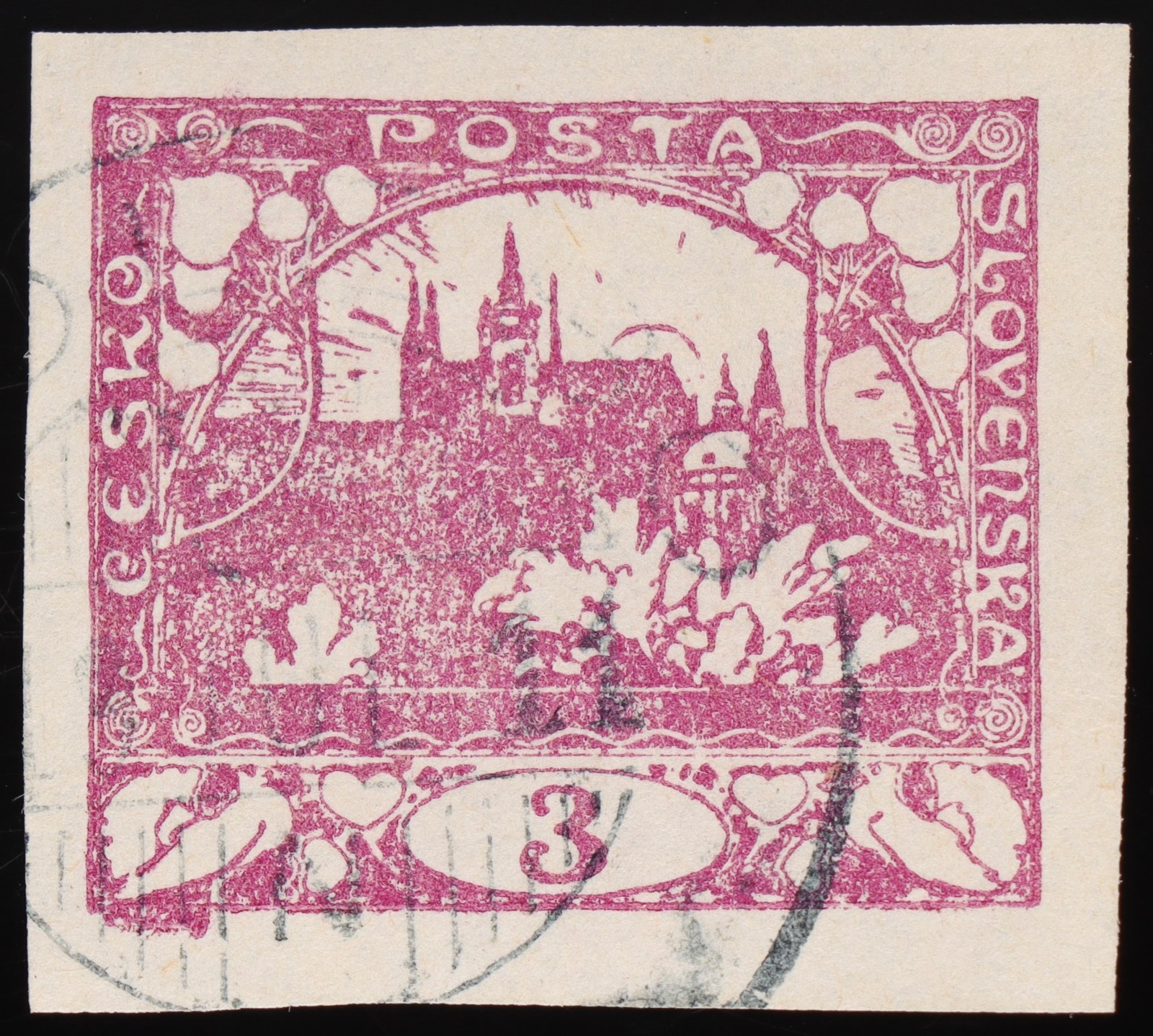 Czechoslovakia 1918 3h Hradcany Imperf Used Mi 1 Scott 1 SG 4 Czechoslovakia 1918 3h Hradcany Imperf Used Mi 1 Scott 1 SG 4