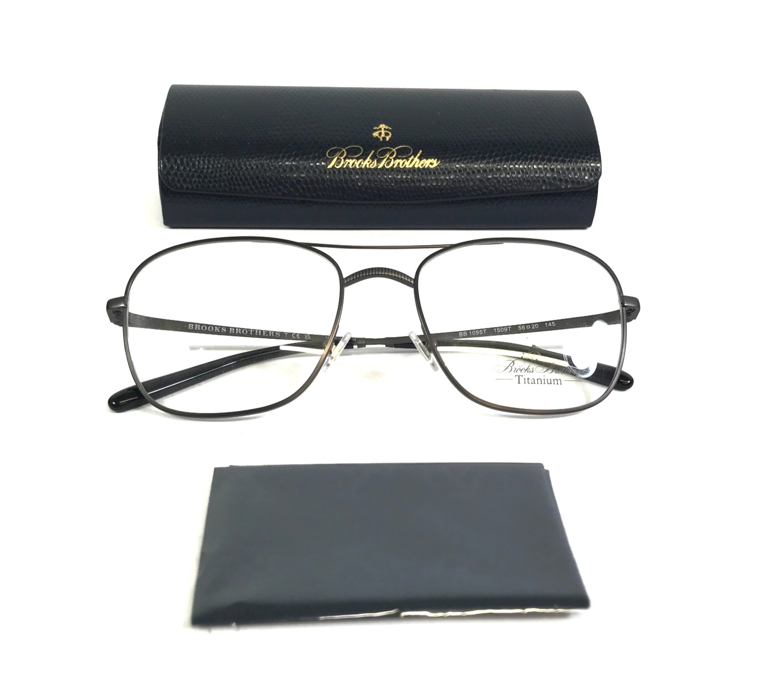 Brooks Brothers Eyeglasses Frames BB1095T 1509T Gunmetal Titanium 56-20-145