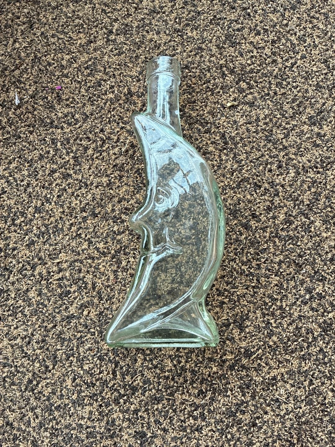 Vintage Clear Glass Man in the Moon Face Bottle Vintage Clear Glass Man in the Moon Face Bottle