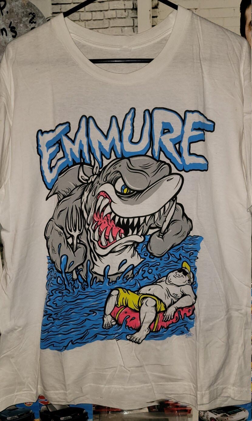 Vtg Emmure Band Shark Attack Cotton White All Size T Shirt For Men SU05