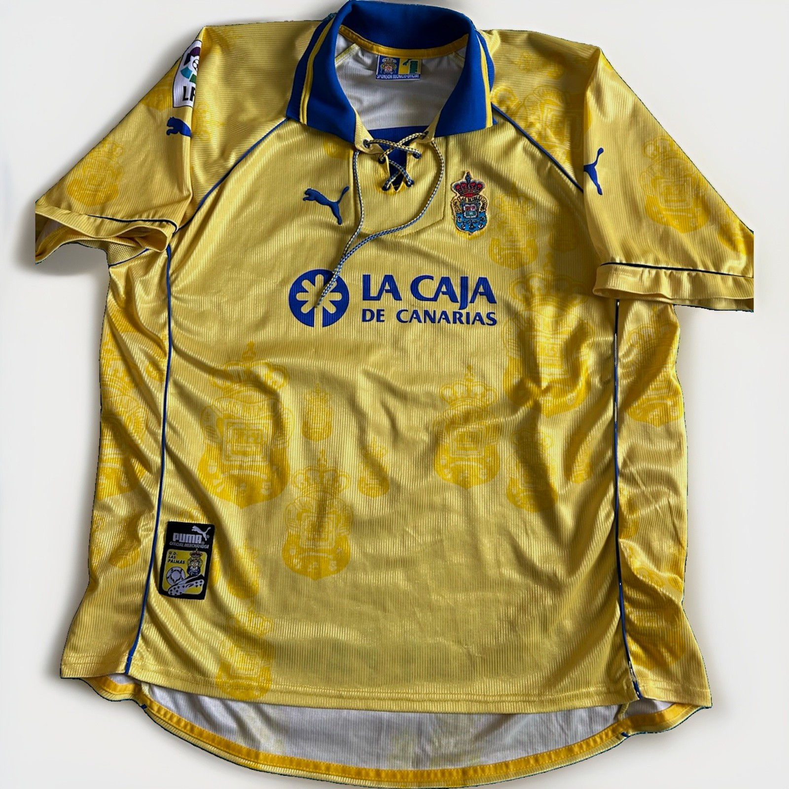 Vintage 1997 1998 UD Las Palmas Puma Home Soccer Jersey Shirt Lace Collar XL Vintage 1997 1998 UD Las Palmas Puma Home Soccer Jersey Shirt Lace Collar XL