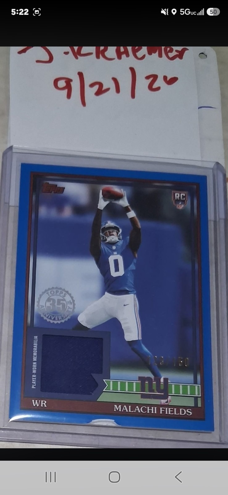 12 HR AUCTION2026 TOPPS FLAGSHIP FOOTBALL MALACHI FIELDS RELIC /150 12 HR AUCTION2026 TOPPS FLAGSHIP FOOTBALL MALACHI FIELDS RELIC /150