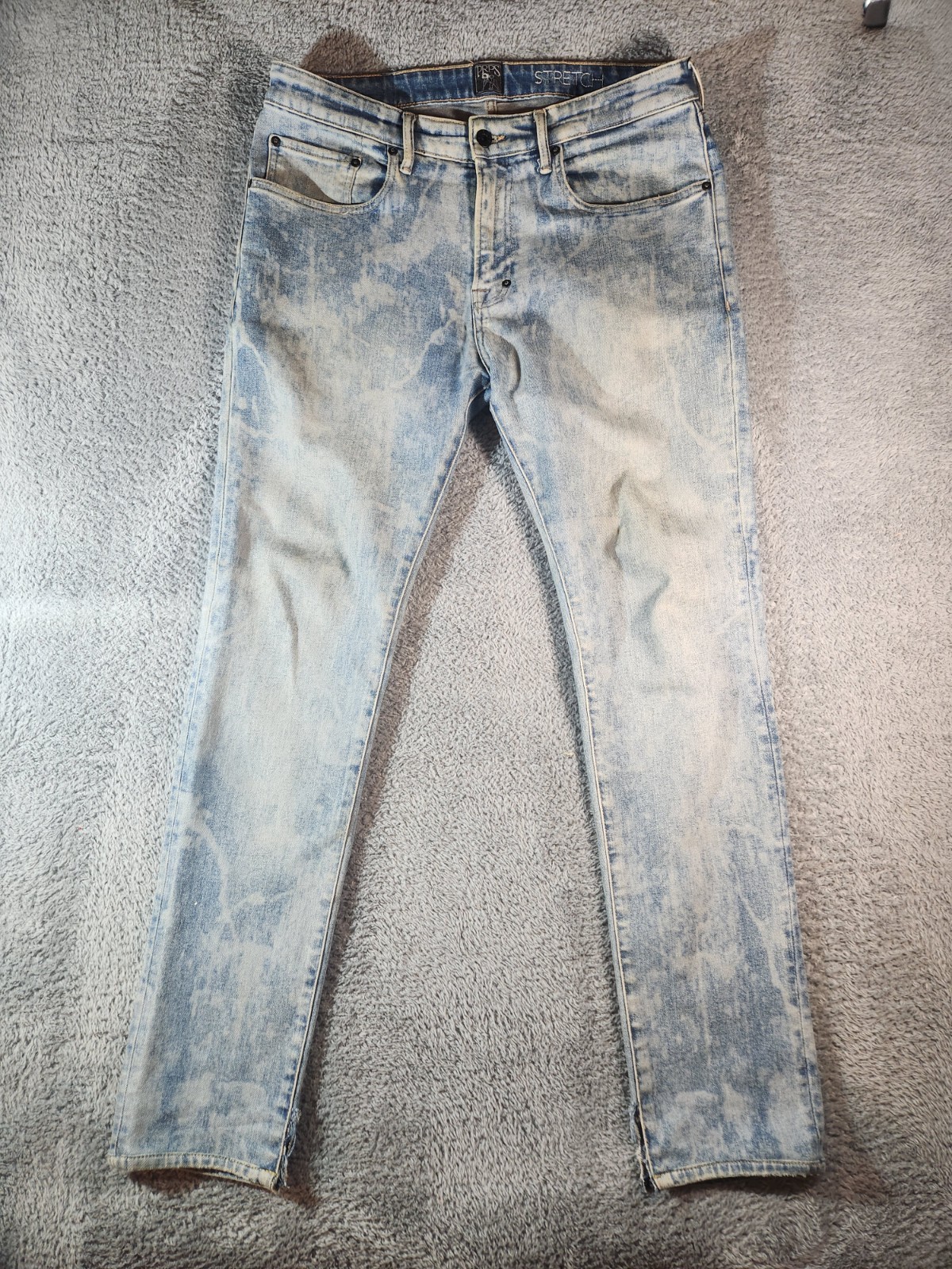 PRPS Men\'s Stretch Acid Wash Skinny Jeans Size 34x30 Light Wash Distressed