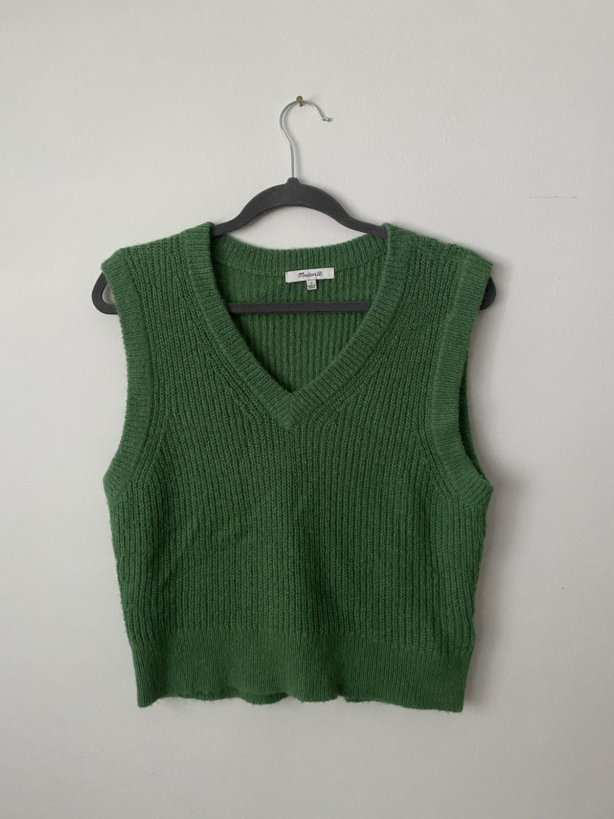 madewell green alpaca wool blend sweater vest, size large madewell green alpaca wool blend sweater vest, size large