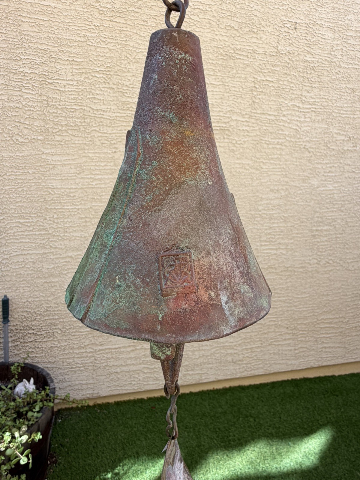 Metal Paolo Soleri Bell with Green/Brown Patina Finish
