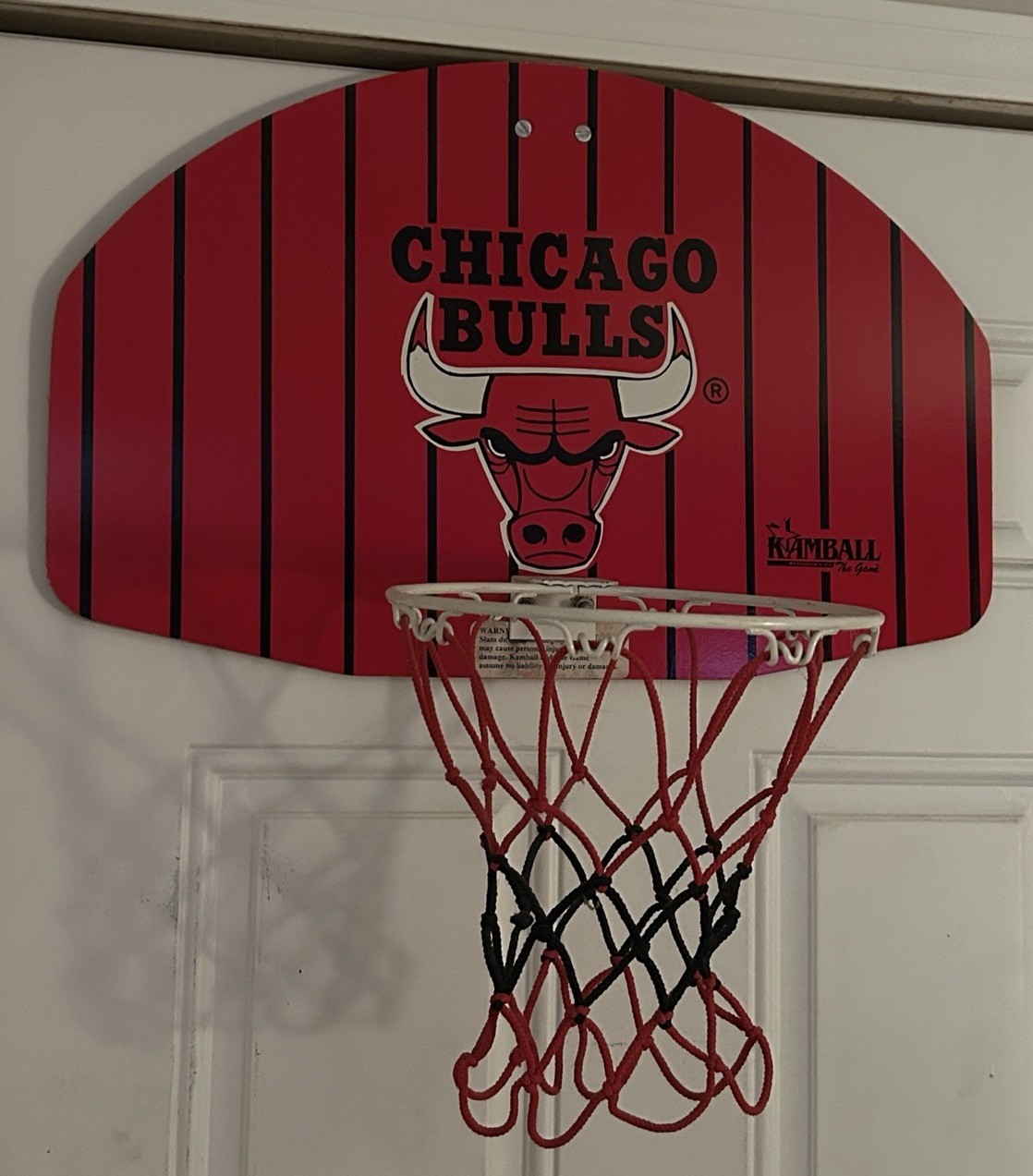 Rare Striped Chicago Bulls Jordan Era Kamball Basketball Mini Door Hoop 1990’s