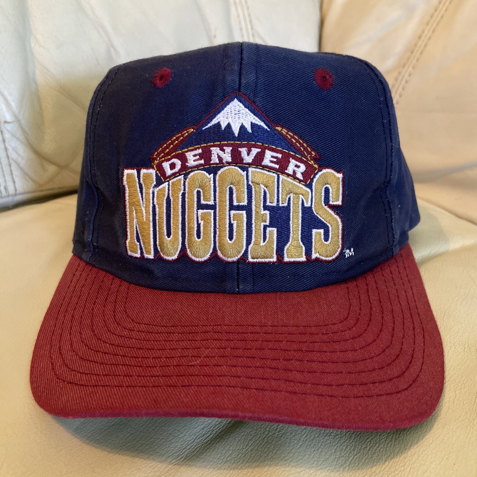 Vintage 90s Logo 7 Denver Nuggets Two Tone Spell Out Snapback Block Letter Back