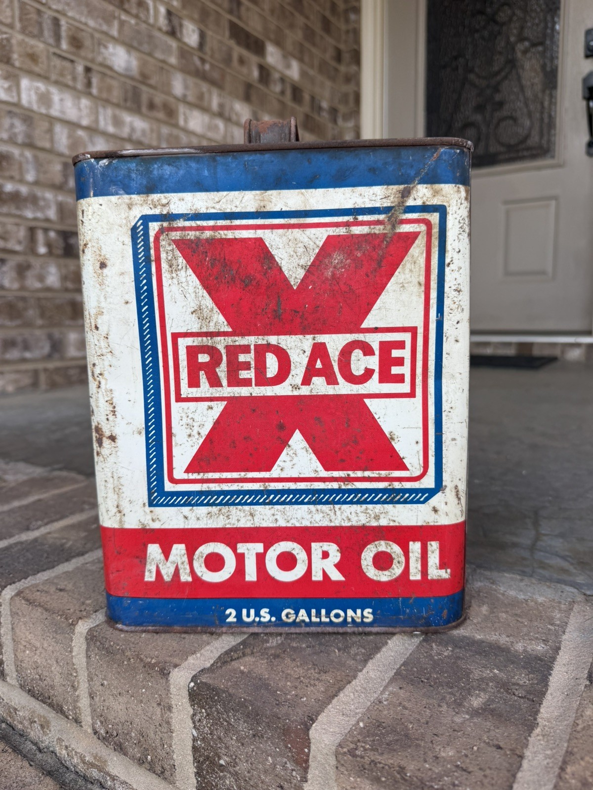 SCARCE Vtg 40S 50S RED ACE Motor Oil Company 2 Gallon Can NASHVILLE TENNESSEE