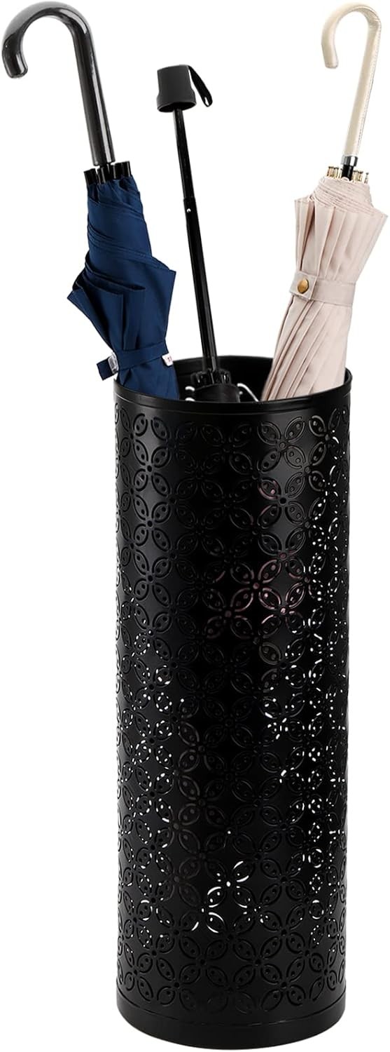 Hakaroa Metal Round Umbrella Stand, Freestanding Umbrella Holder, Black.