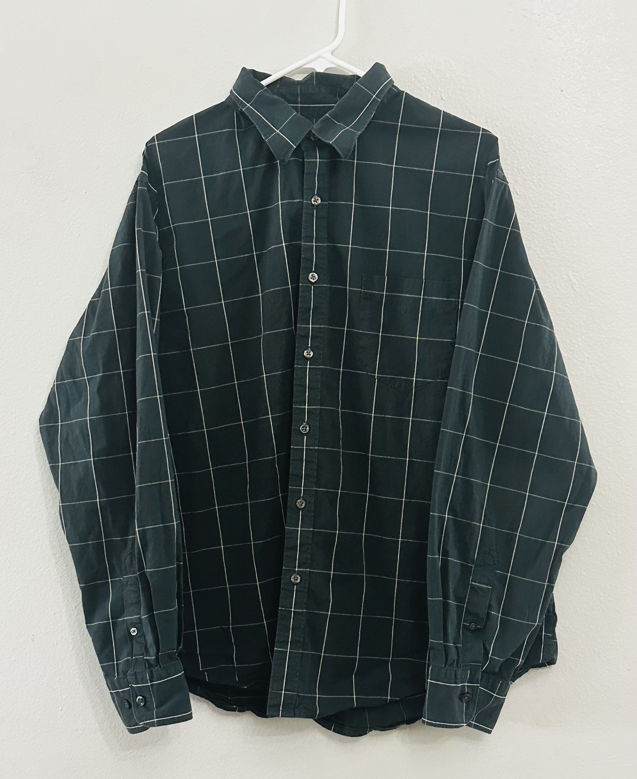 Dockers Premium Men’s XL Green Window Pane Grid Long Sleeve Button-Front Shirt Dockers Premium Men’s XL Green Window Pane Grid Long Sleeve Button-Front Shirt