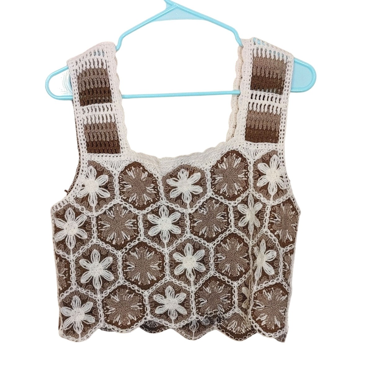 Rebellion Again Size Small S Knit Top Crop Floral Brown Cream Boho New NWT Rebellion Again Size Small S Knit Top Crop Floral Brown Cream Boho New NWT