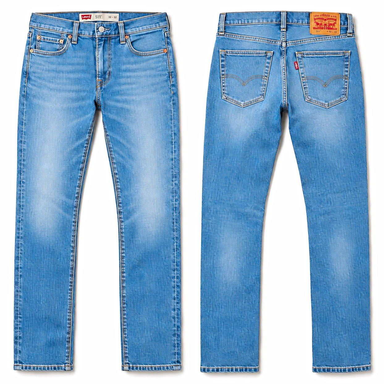 Levi\'s Men\'s 511 Slim Fit Light Wash Blue Denim Jeans Low Rise 5-Pocket Levi\'s Men\'s 511 Slim Fit Light Wash Blue Denim Jeans Low Rise 5-Pocket