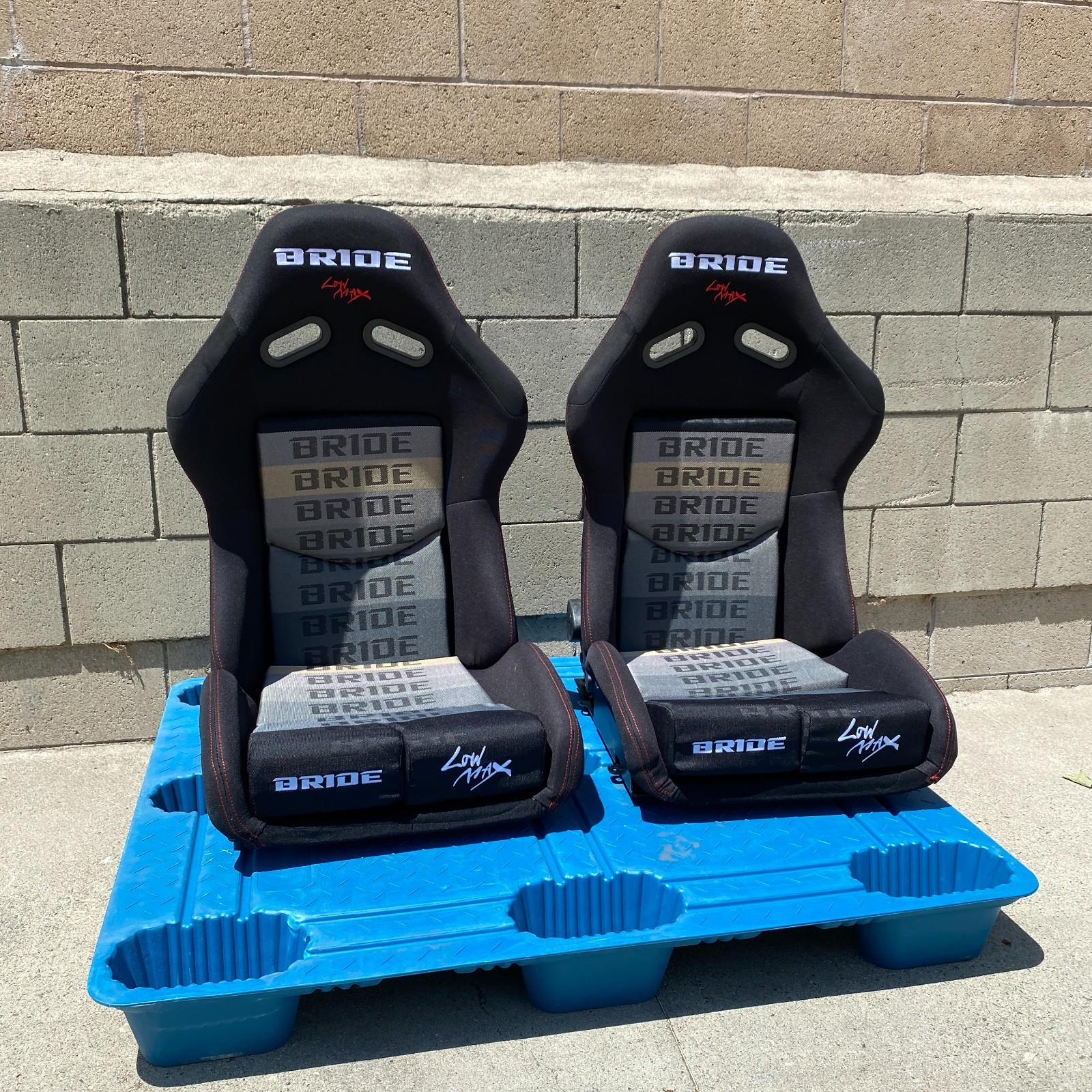 Pair (2) BRIDE BLACK Gradation Seats Low Max JDM RECLINER BUCKET SEAT