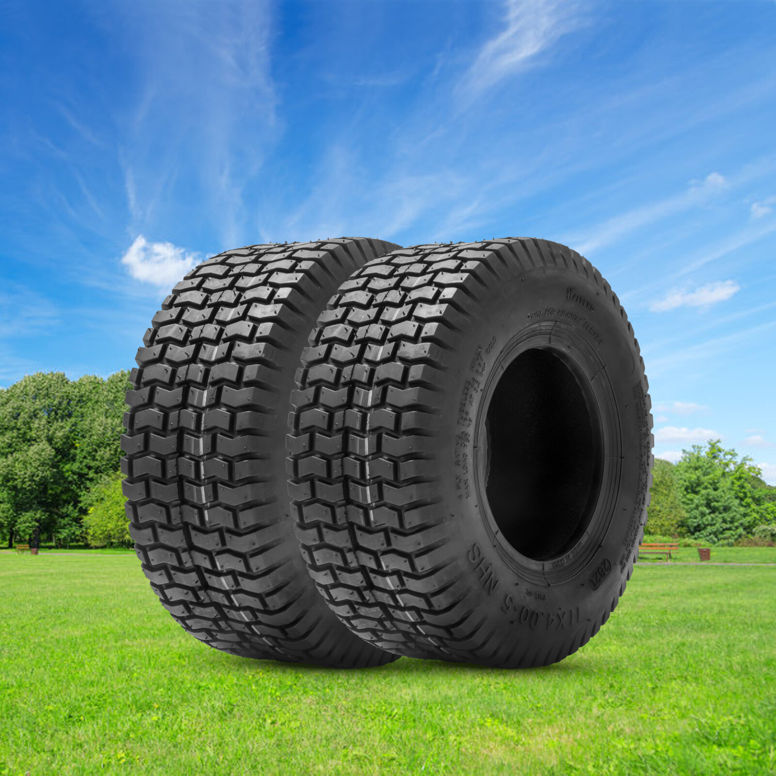 Set 2 11x4.00-5 Lawn Mower Tires 4 Ply 11x4x5 Turf Tractor Tyres Replacement 11\
