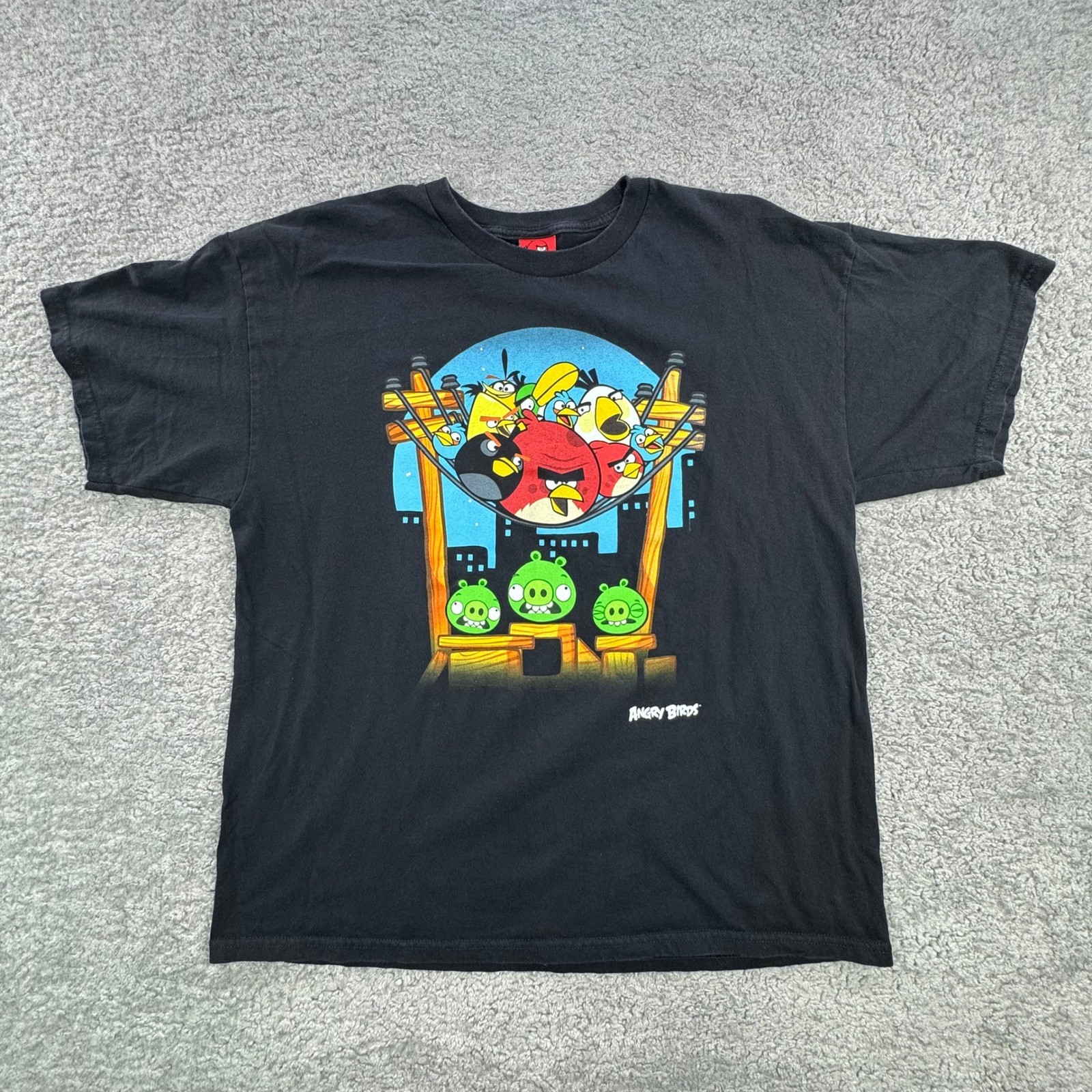 Angry Birds Rovio Fifth Sun Mens Graphic T-Shirt Black Short Sleeve 2012 Large