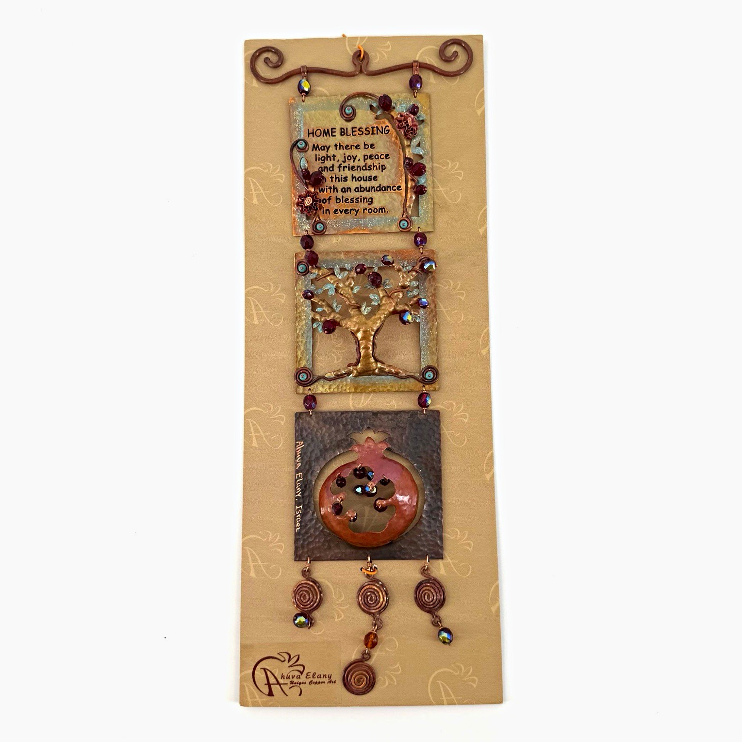 Ahuva Elany Israeli Handmade Copper Art Home Blessing Tree of Life Pomegranate