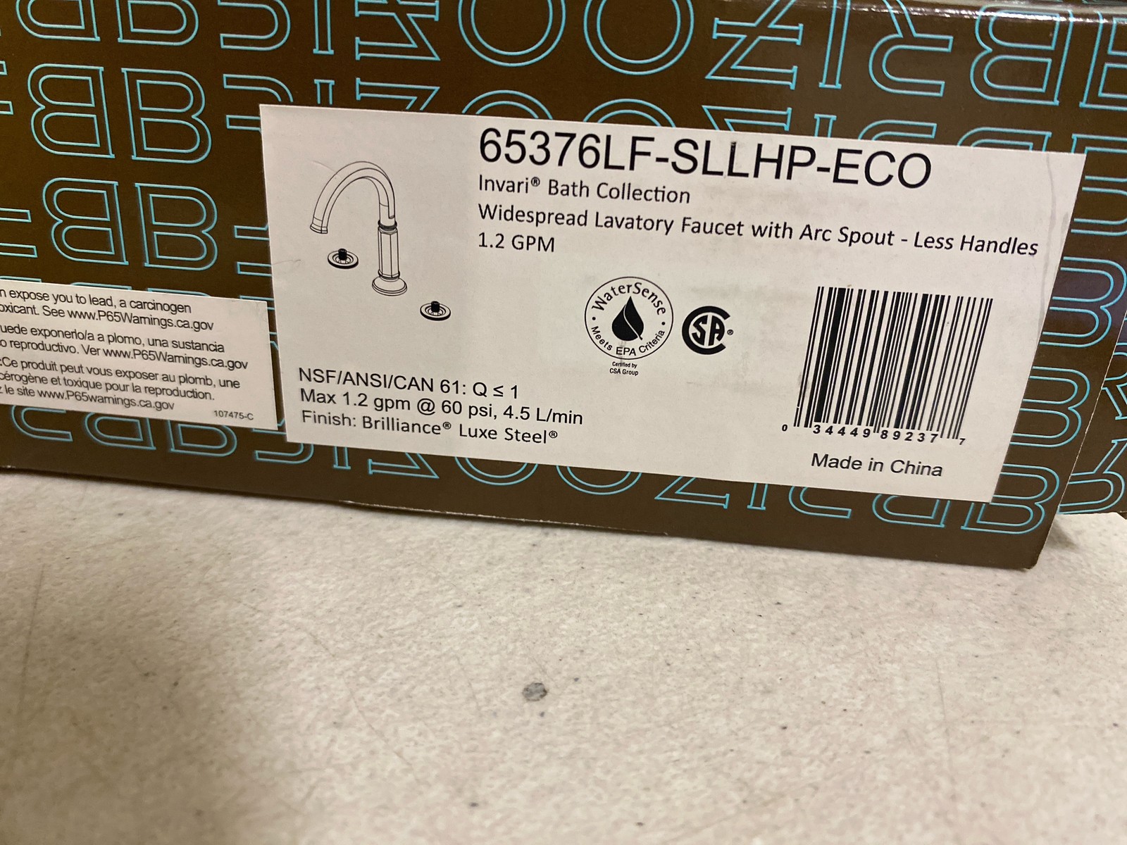 Brizo 65376LF-SLLHP-ECO Invari 1.2 GPM Widespread Faucet - Luxe Steel