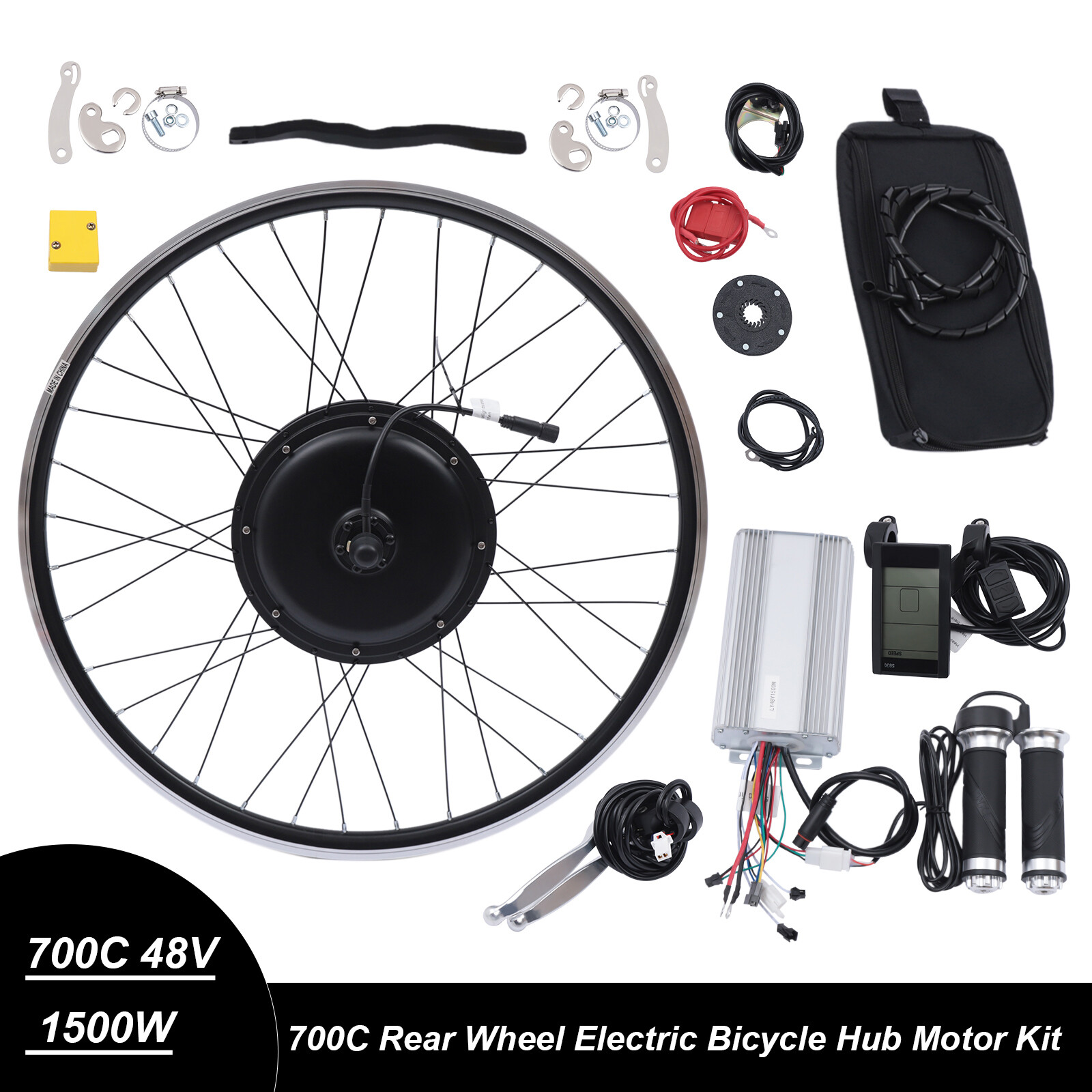 700c 48v 1500w Rear Motor Wheel Electric Bicycle Conversion Kit E Bike Motor