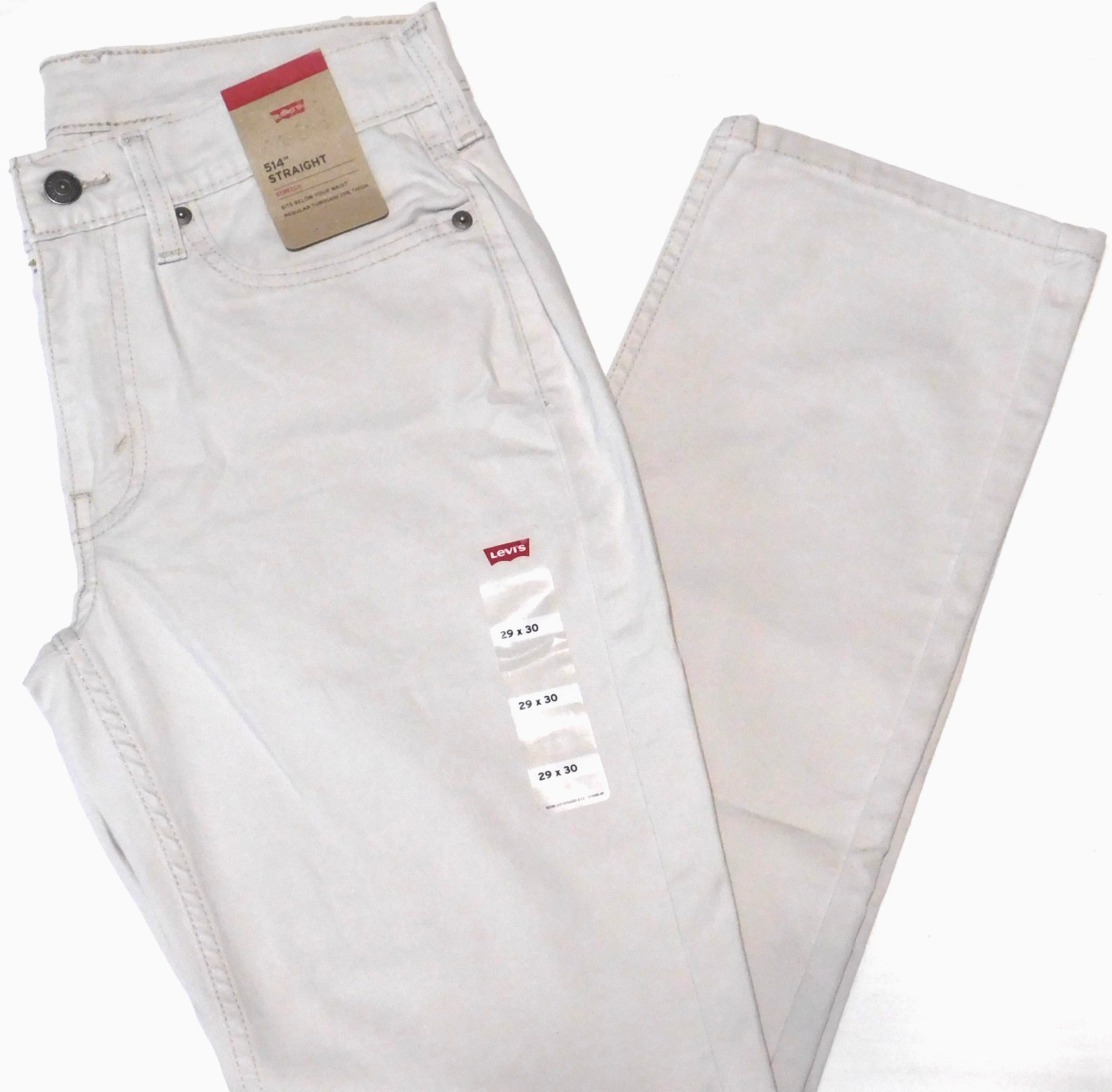 LEVIS 514 Straight Fit Twill Pants Jean Stretch Midrise MSRP $74.95 Pumice Stone