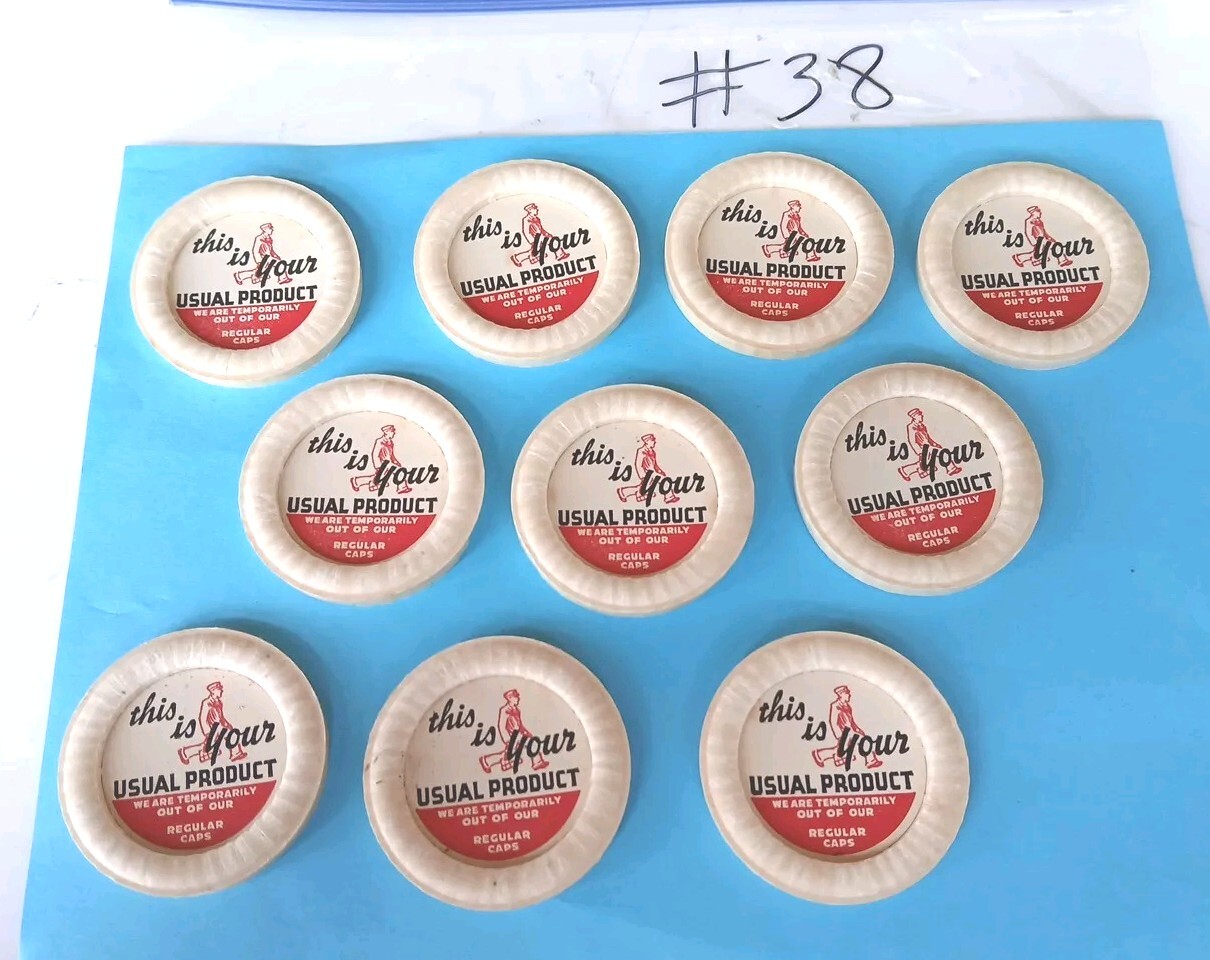 (10) 1950s(?) Rare Milk Cap Bottle Seals (10) 1950s(?) Rare Milk Cap Bottle Seals