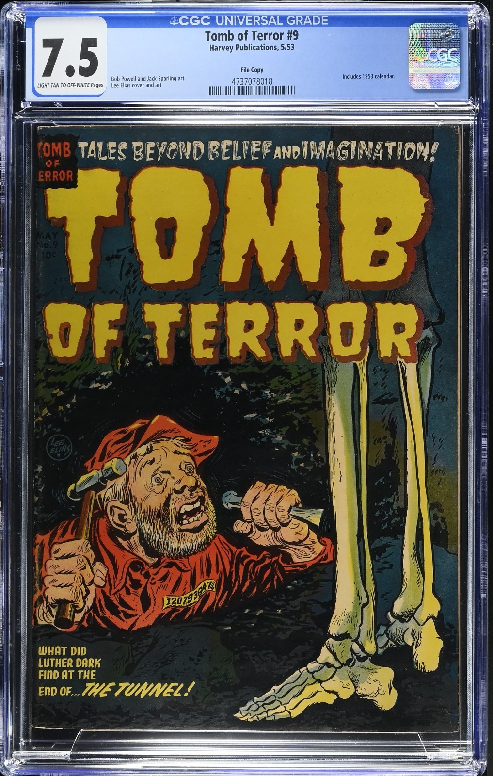 Tomb of Terror 9 CGC 7.5 File Copy 1953 Harvey Horror Powell Elias Sparling art