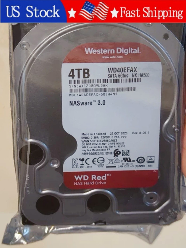 1PCS New Western Digital WD40EFAX 68JH4N1 Red 4TB 5400RPM 3.5