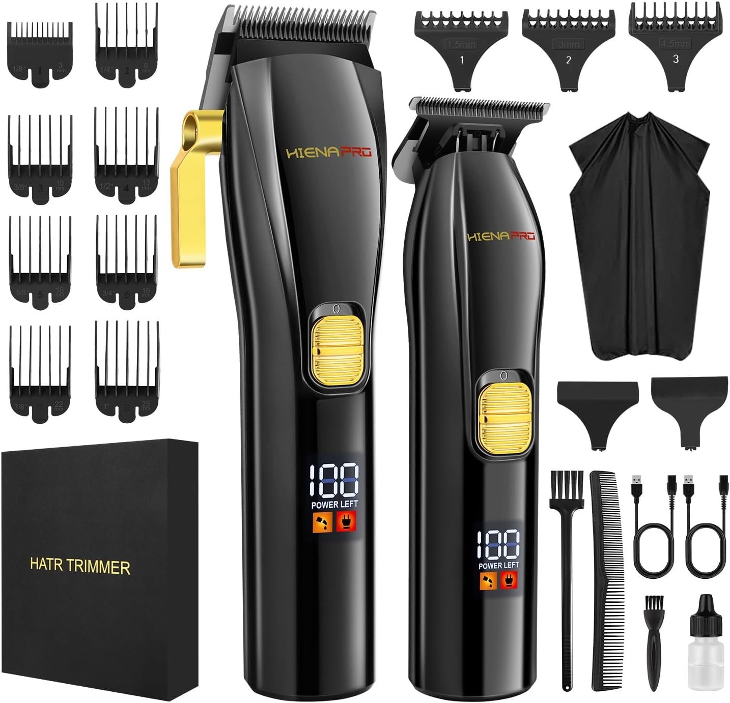 HIENA PRO Professional Hair Clippers and T-Blade Trimmer Kit for Men Cordless HIENA PRO Professional Hair Clippers and T-Blade Trimmer Kit for Men Cordless