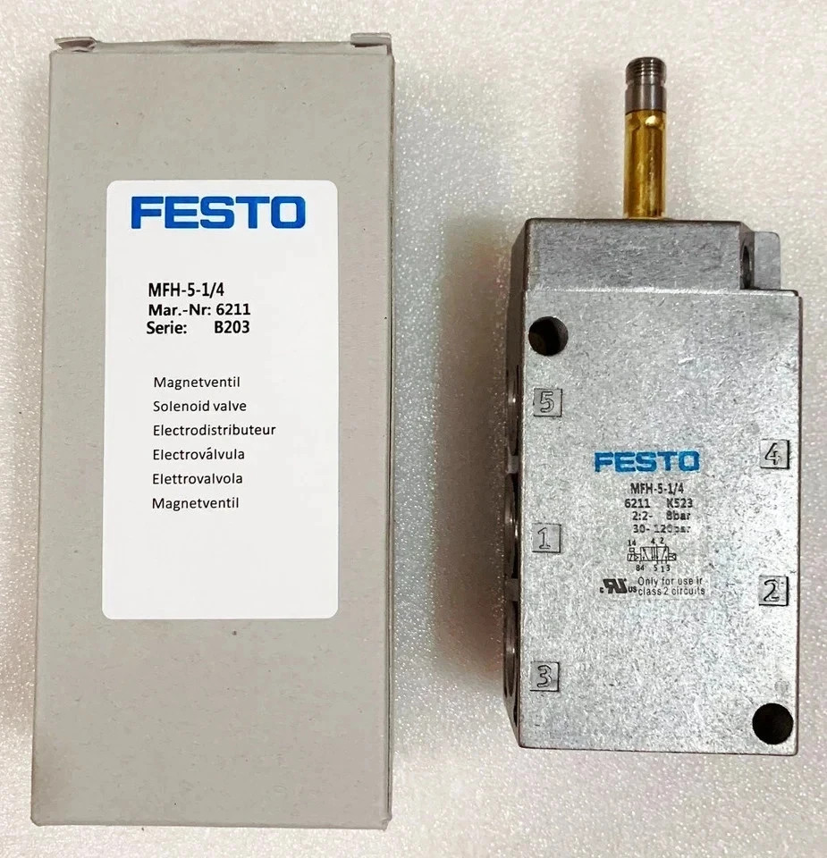 1pc New Festo MFH-5-1/4 Solenoid Valve MFH51/4 6211 1pc New Festo MFH-5-1/4 Solenoid Valve MFH51/4 6211