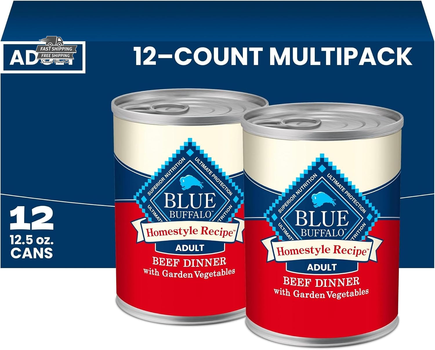 Blue Buffalo Homestyle Beef Dinner Wet Dog Food 12.5 oz Cans 12 Count