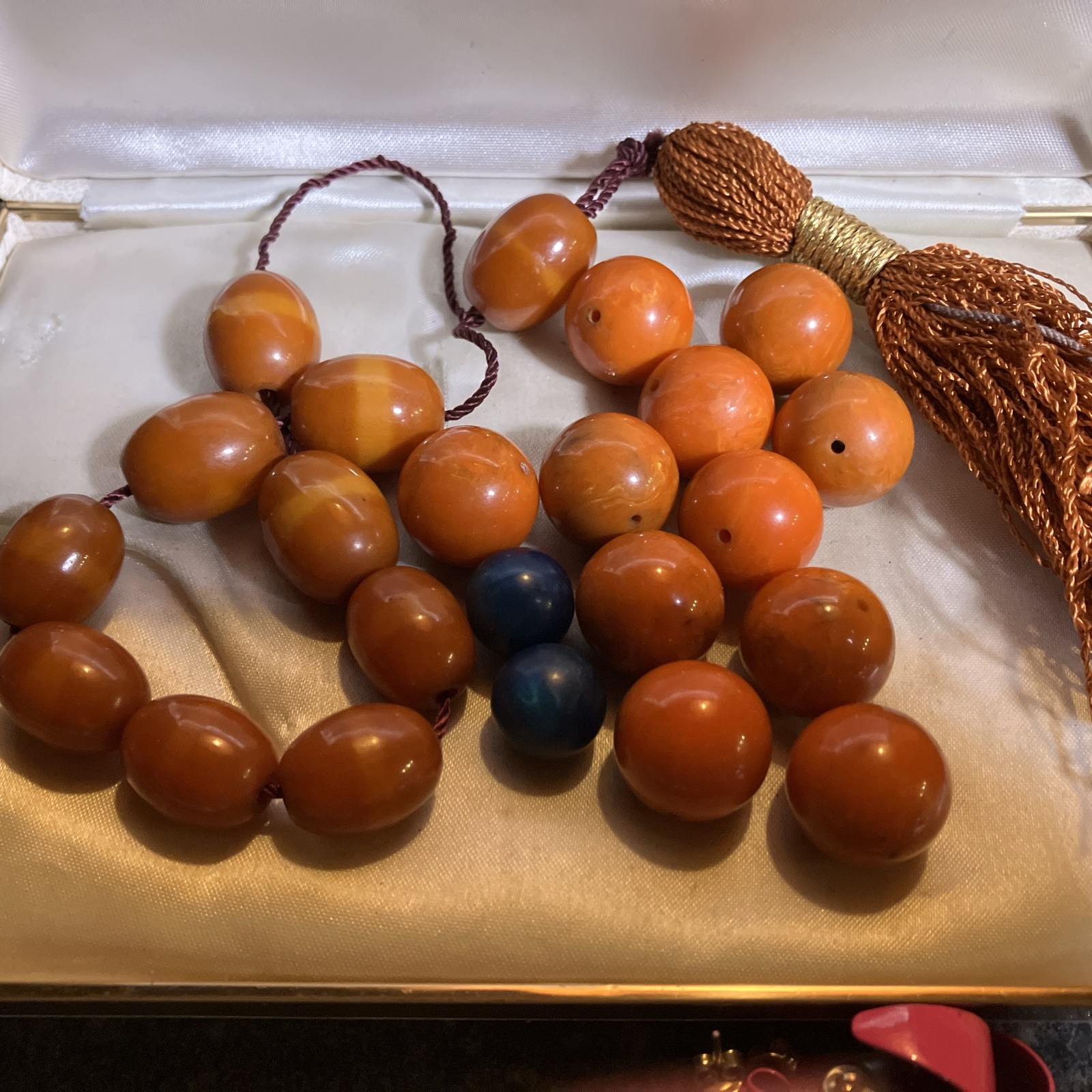 Vintage Bakelite Rare Orange Marble Beads Bakelite Prayer Beads & 2 Blue 78 Gr Vintage Bakelite Rare Orange Marble Beads Bakelite Prayer Beads & 2 Blue 78 Gr