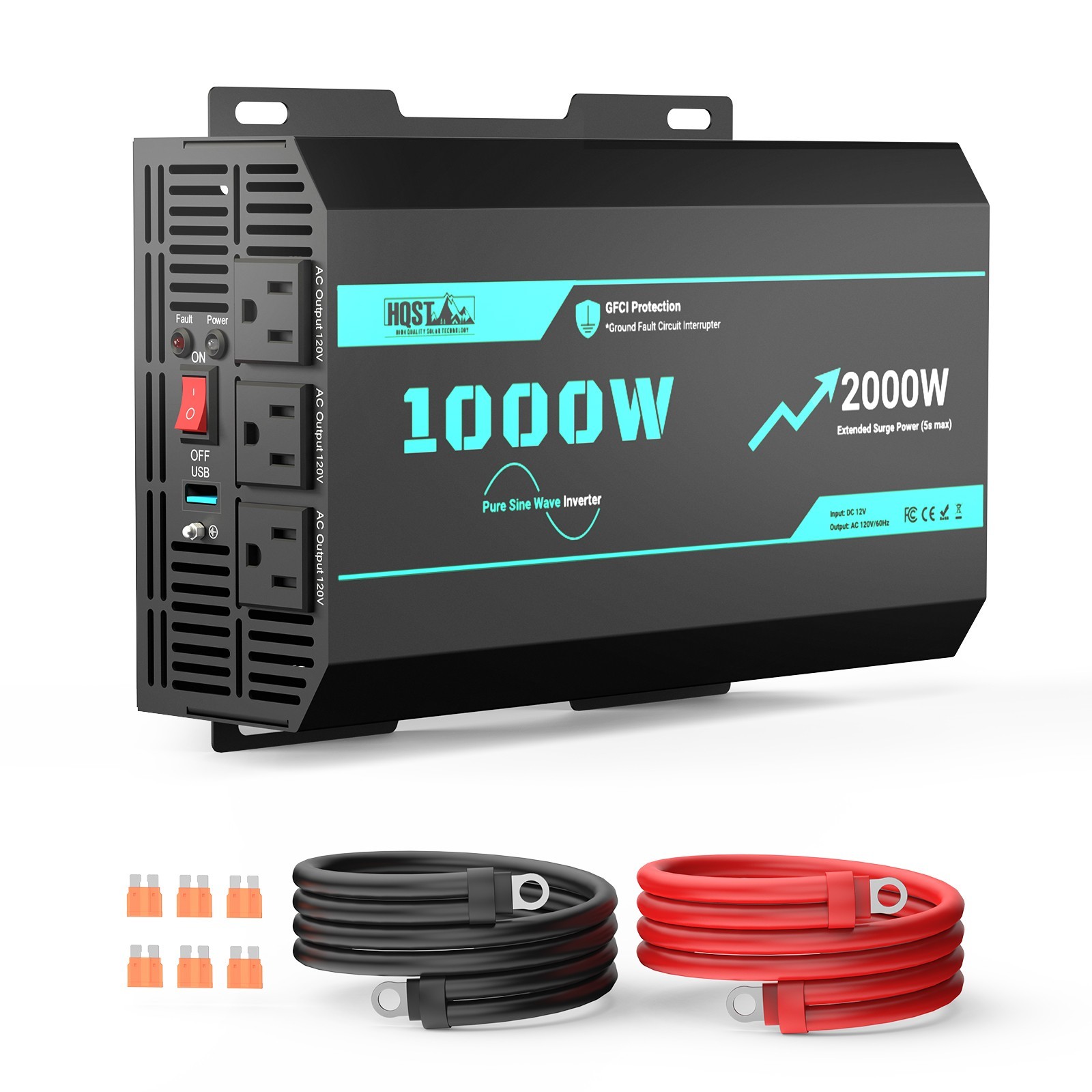 HQST 12V 1000W 1500W 2000W 3000W Pure Sine Wave Inverter