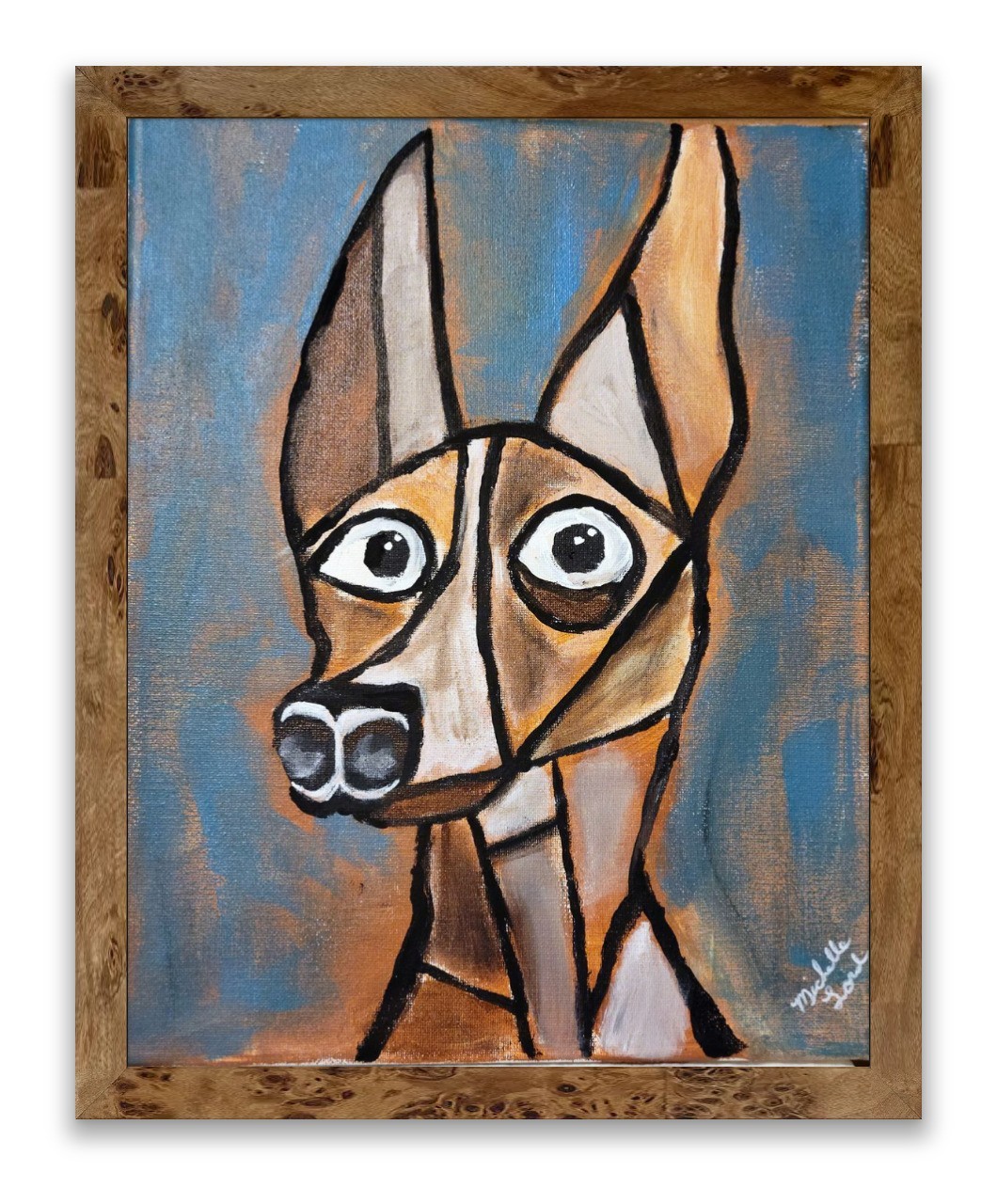 Original Michelle Lord Cubist Dog Painting Abstract Pharaoh Hound Acrylic Canvas Original Michelle Lord Cubist Dog Painting Abstract Pharaoh Hound Acrylic Canvas