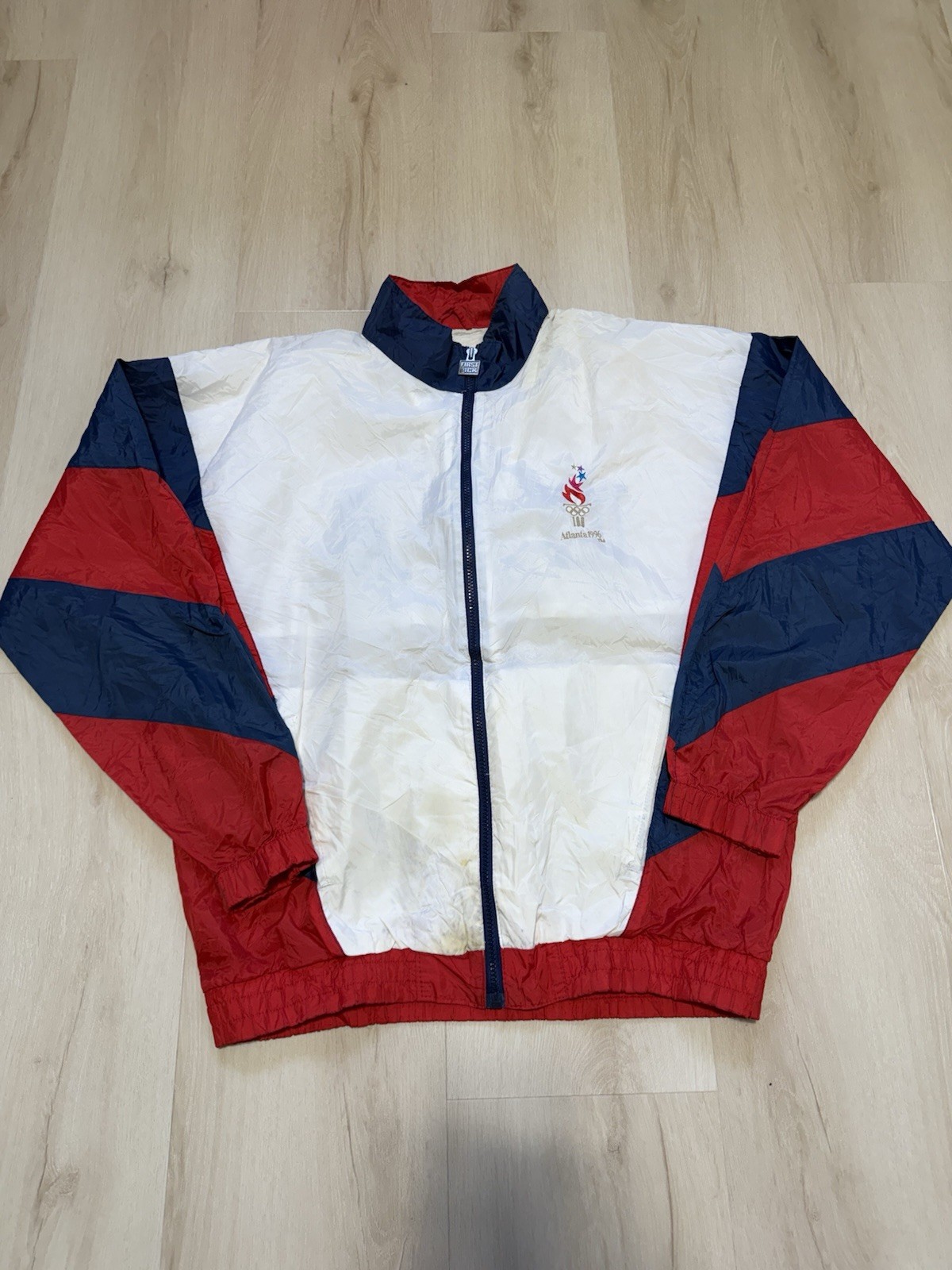 Vtg 1996 Atlanta Olympics America Striped USA Mens Large Windbreaker Lightweight Vtg 1996 Atlanta Olympics America Striped USA Mens Large Windbreaker Lightweight