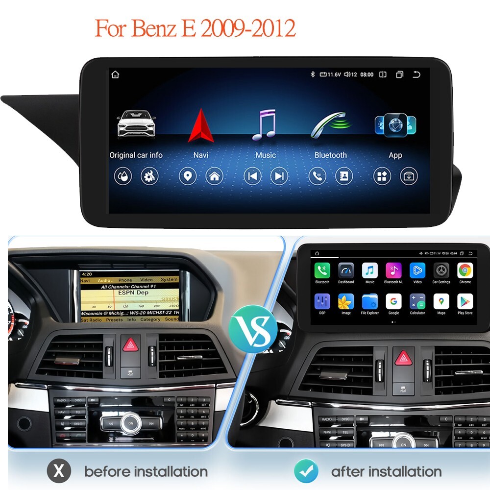 Android 13 Touch Screen Display for Mercedes Benz E Class W212 2010-2016 Carplay