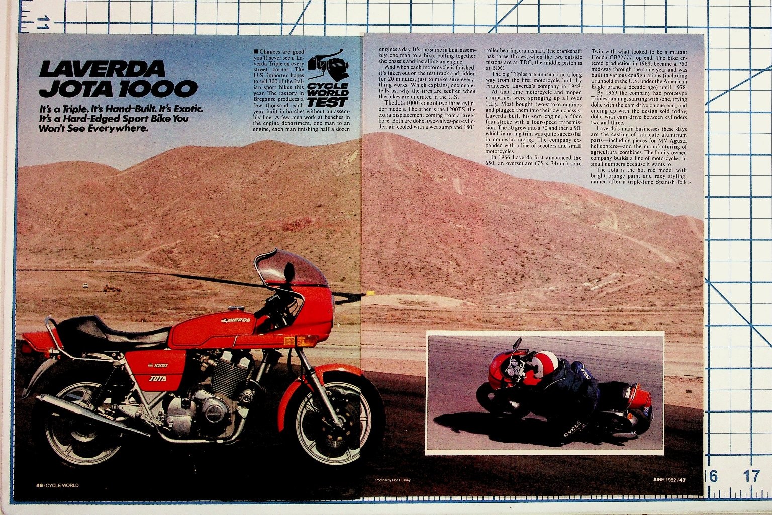 1982 Cycle World Laverda Jota 1000 Motorcycle Test Magazine Article