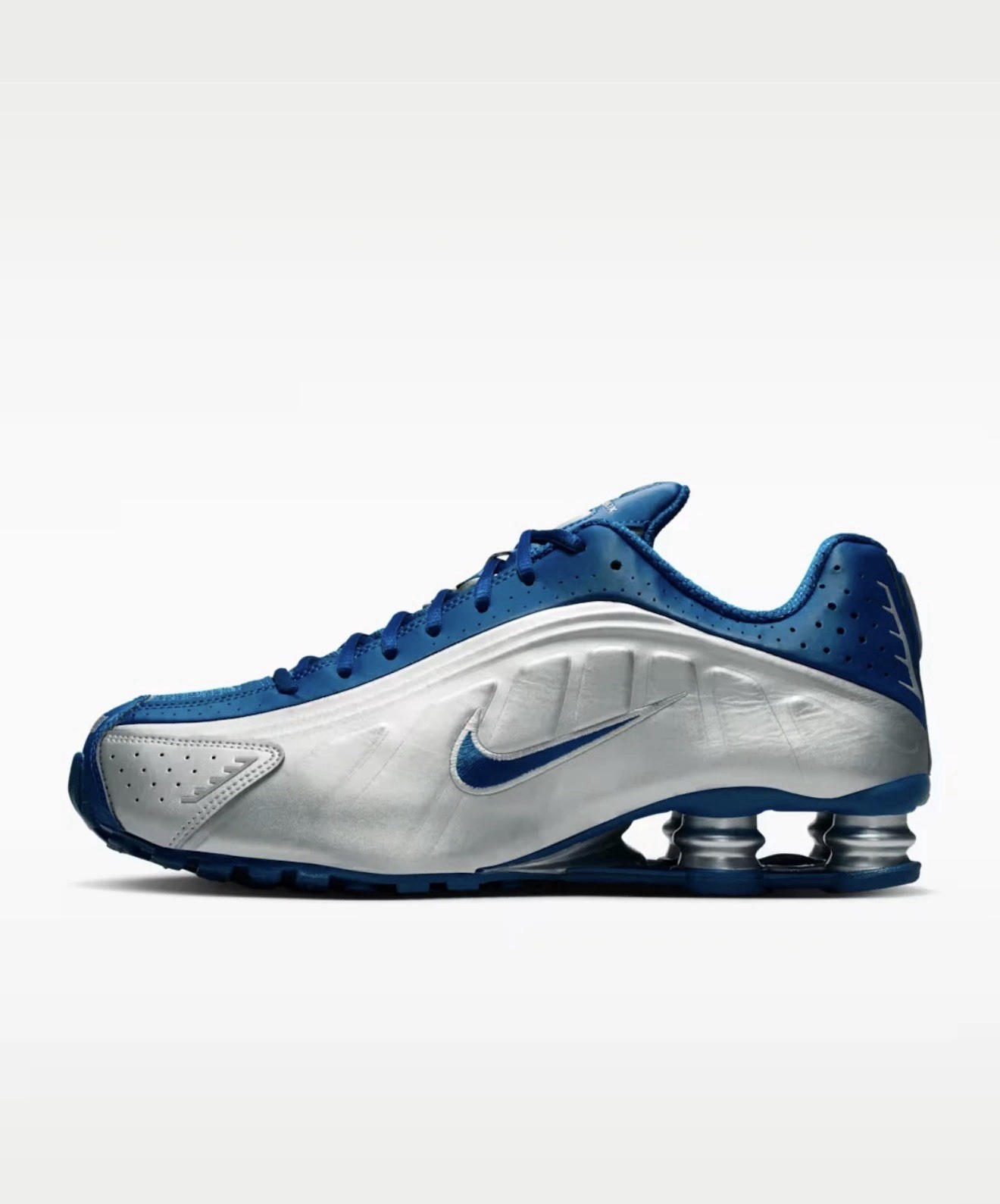 Nike Shox R4 Court Blue Metallic Silver Running Sneakers IQ9391-476 Men's Sizes Nike Shox R4 Court Blue Metallic Silver Running Sneakers IQ9391-476 Men's Sizes