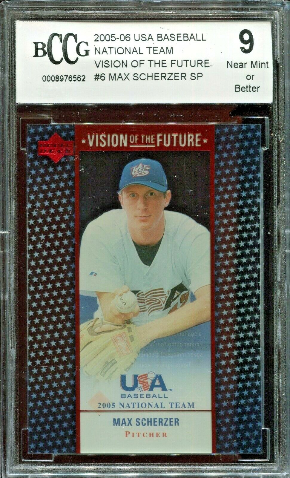MAX SCHERZER 2005 Upper Deck USA Vision Acetate SP short print rookie BCCG 9