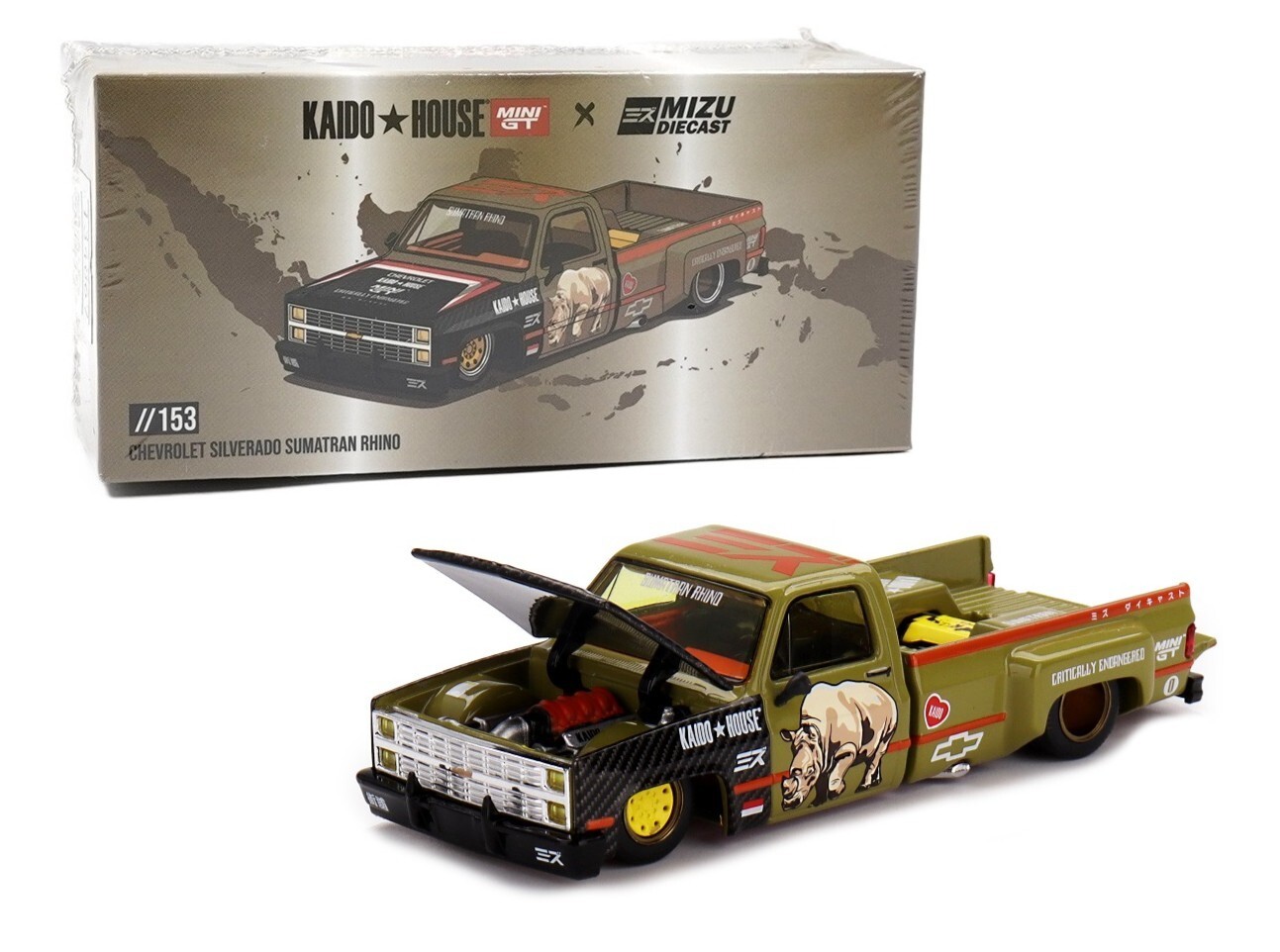 Kaido House x Mini GT x Mizu 1:64 Chevrolet Silverado “Sumatran Rhino” KHMG153 Kaido House x Mini GT x Mizu 1:64 Chevrolet Silverado “Sumatran Rhino” KHMG153