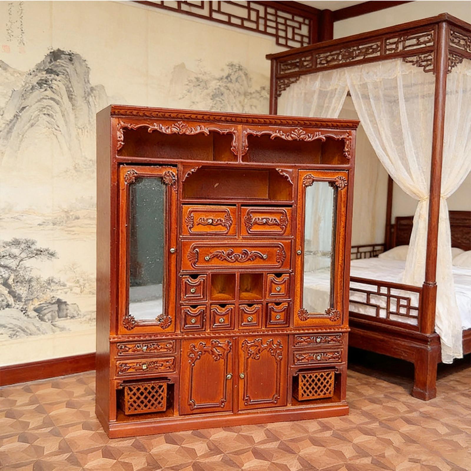 1:12 Dollhouse Wardrobe Mini Model Realistic Creative Collectibles Vintage 1:12 Dollhouse Wardrobe Mini Model Realistic Creative Collectibles Vintage