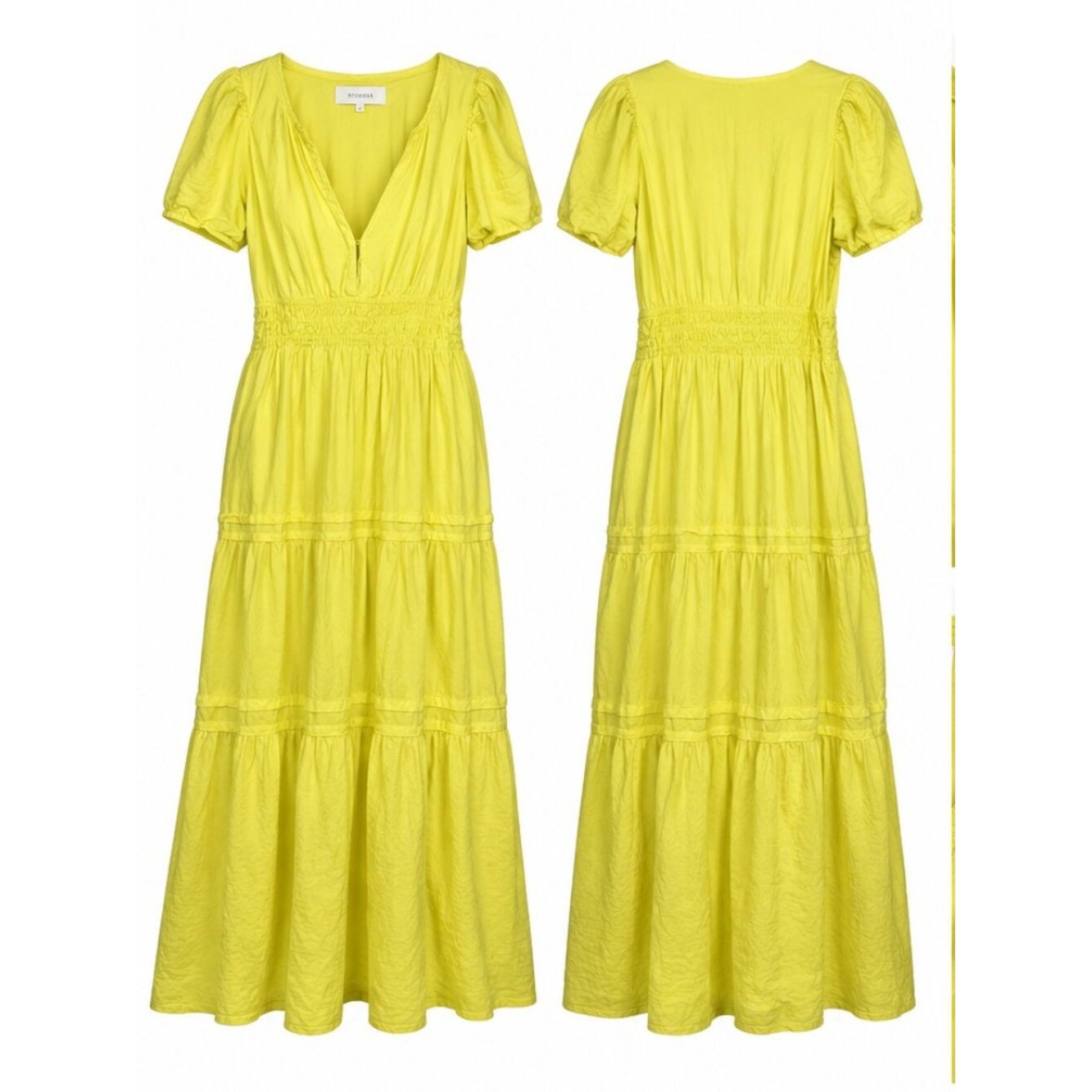 Anthropologie Yellow Tiered Short-Sleeve Dress Anthropologie Yellow Tiered Short-Sleeve Dress