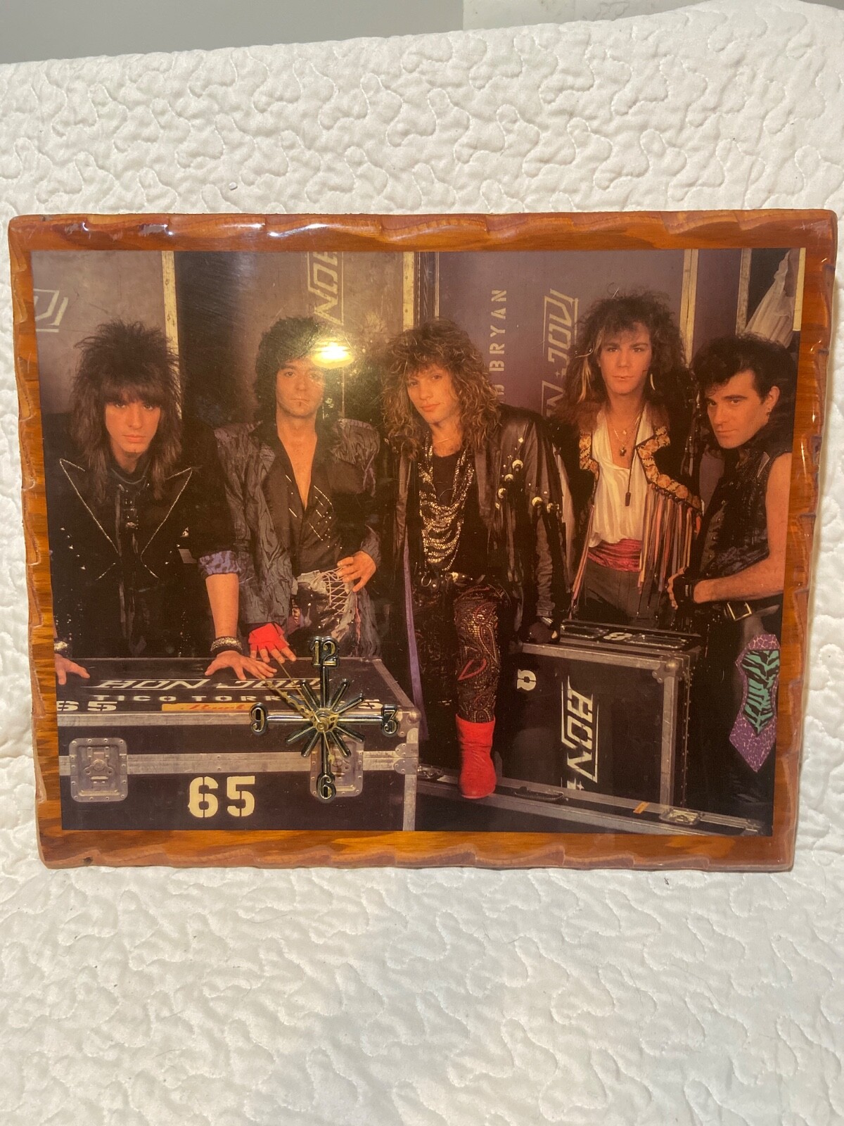 vintage Bon Jovi wood resin clock