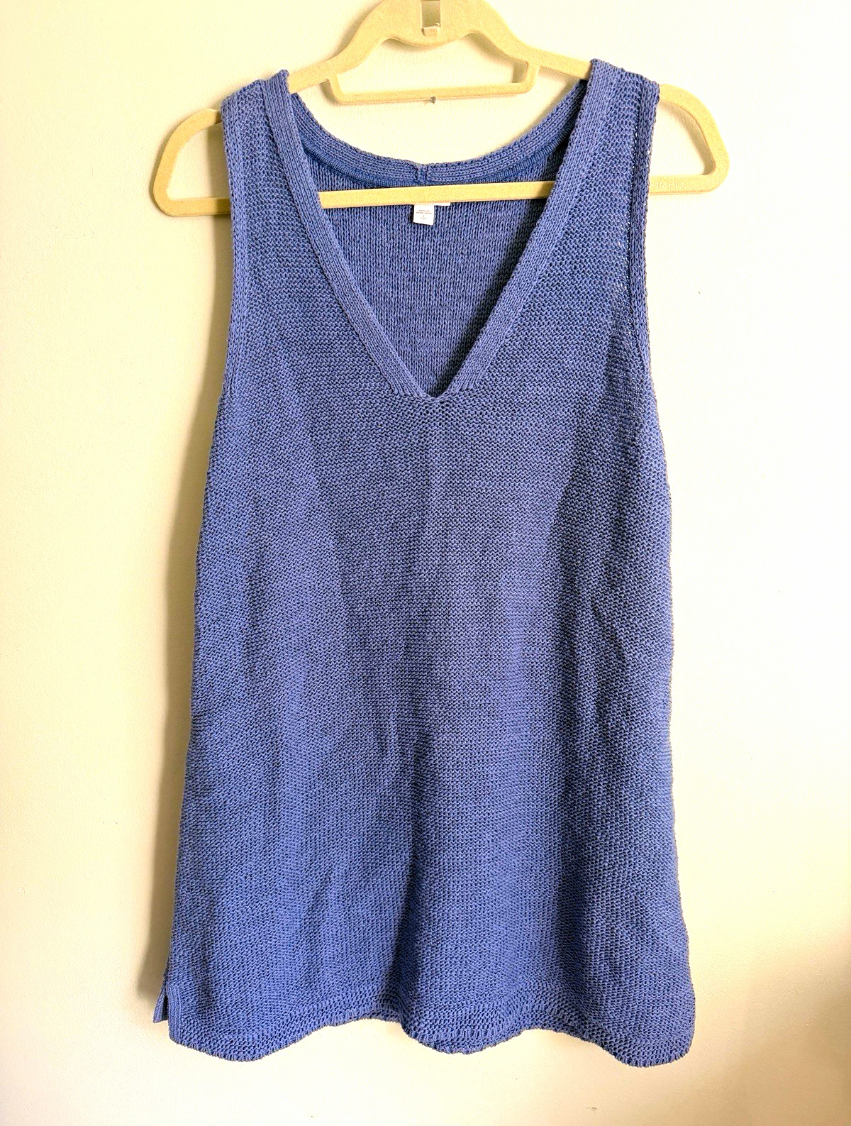 J. Jill Women\'s Blue Cotton Knit Sleeveless V-Neck Tank Top, Size L J. Jill Women\'s Blue Cotton Knit Sleeveless V-Neck Tank Top, Size L