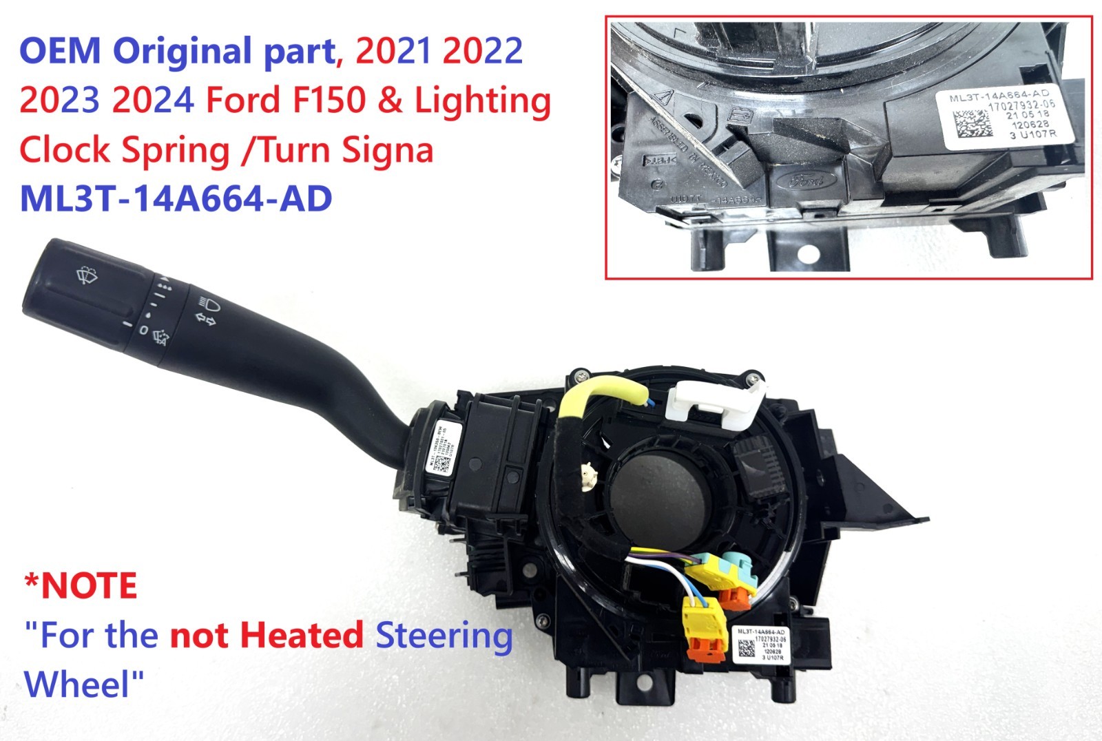 2021 2022 2023 2024 Ford F150 & Lighting Clock Spring /Turn Signa ML3T-14A664-AD
