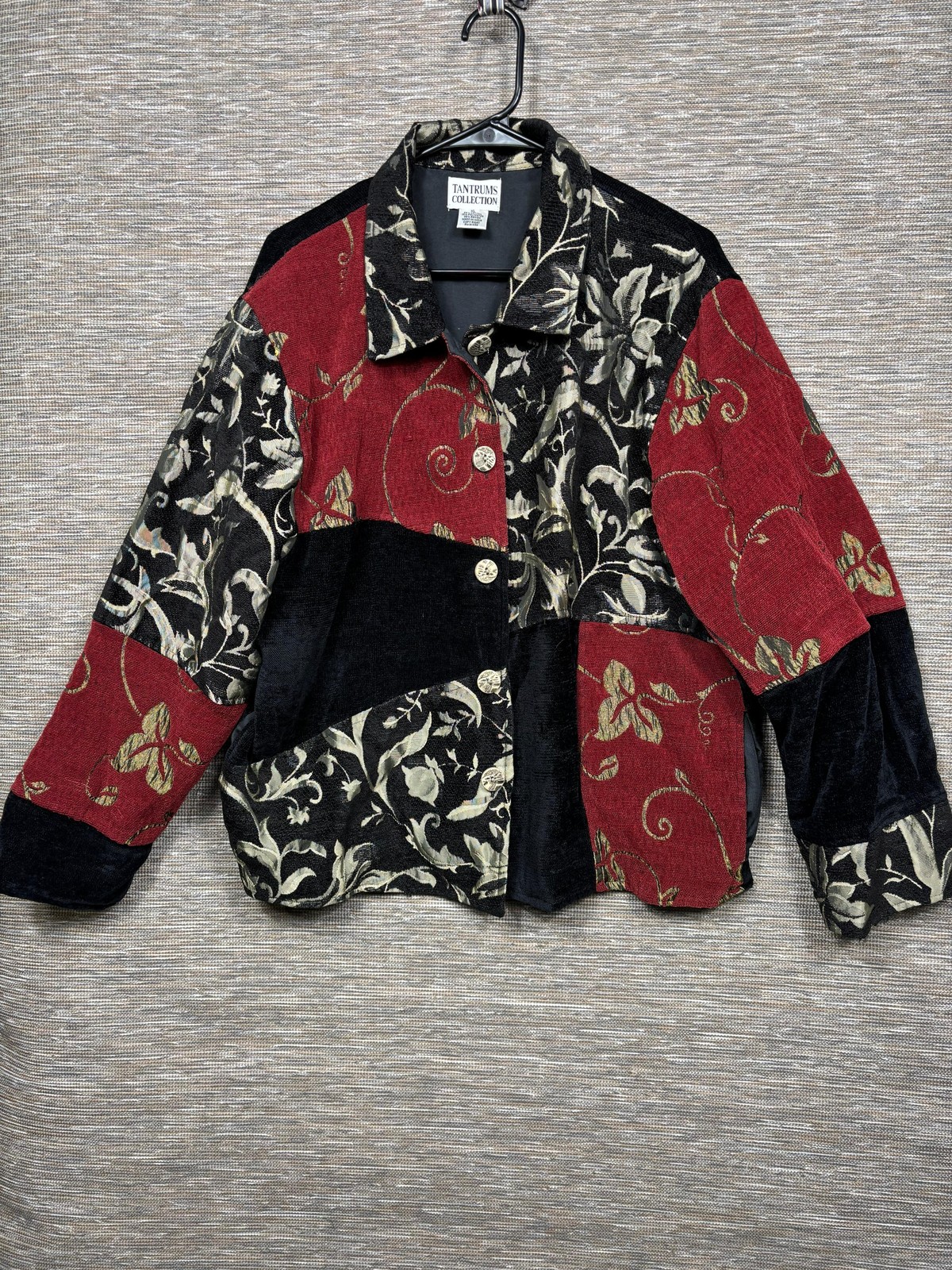 Tantrums Collection Jacket Womens XL Multicolor Floral Velvet Patchwork Lined