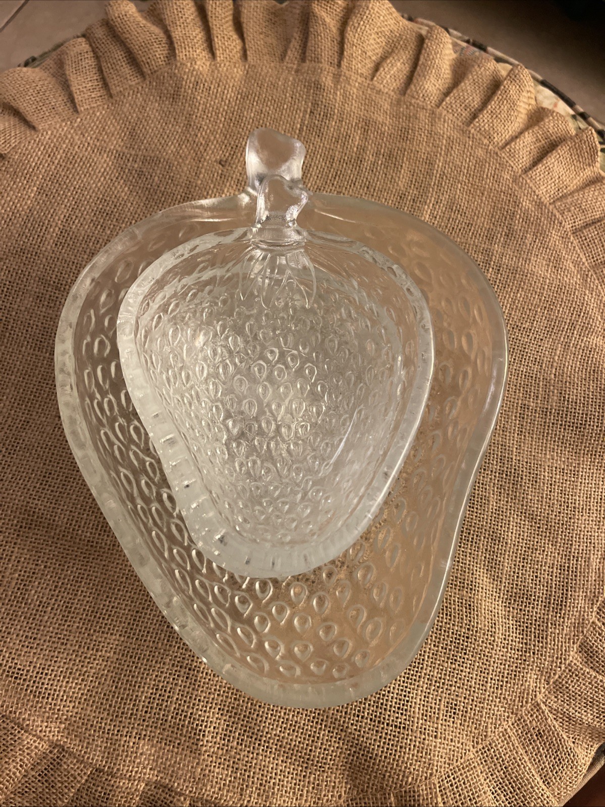 Vintage Italian Strawberry Shaped Glass Fruit Salad Set of 5 Bowls