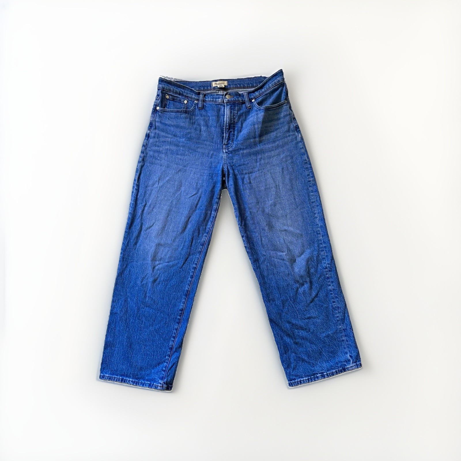 Madewell Women’s Wide-Leg Jeans High Rise Stretch Medium Wash Blue 32