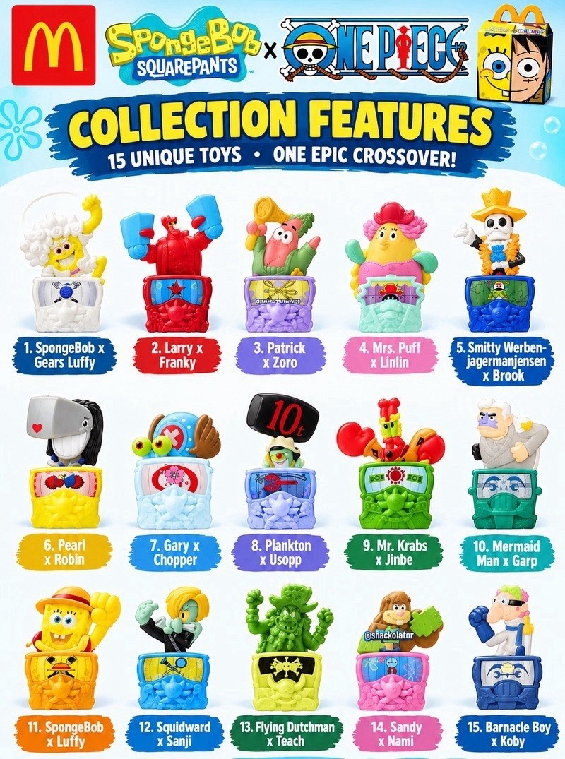 mcdonalds one piece spongebob full set of 15 mcdonalds one piece spongebob full set of 15